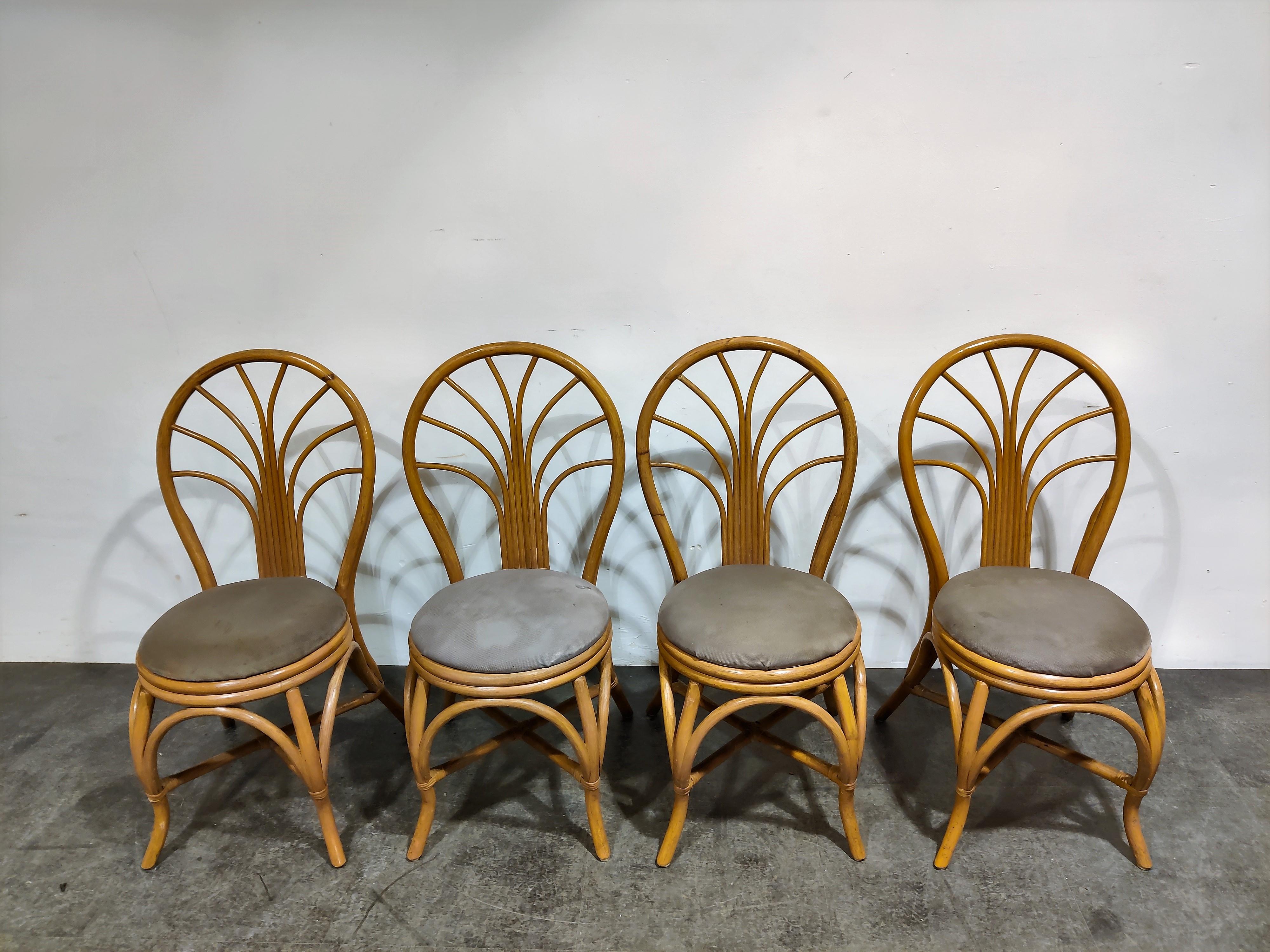 Mid-Century Modern Vintage Bamboo Dining Chairs, 1960s