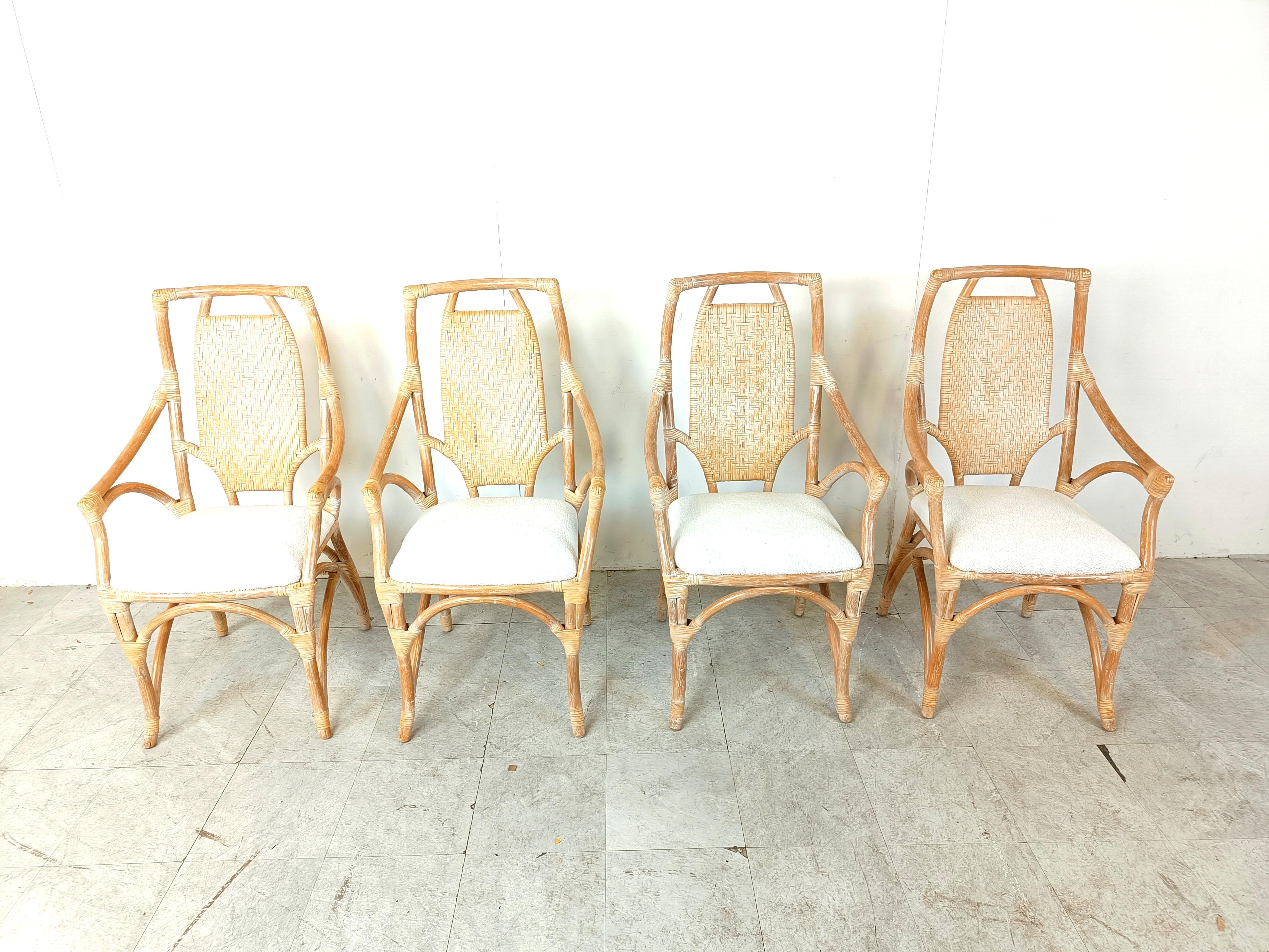 Bohemian Vintage bamboo dining chairs, 1960s For Sale