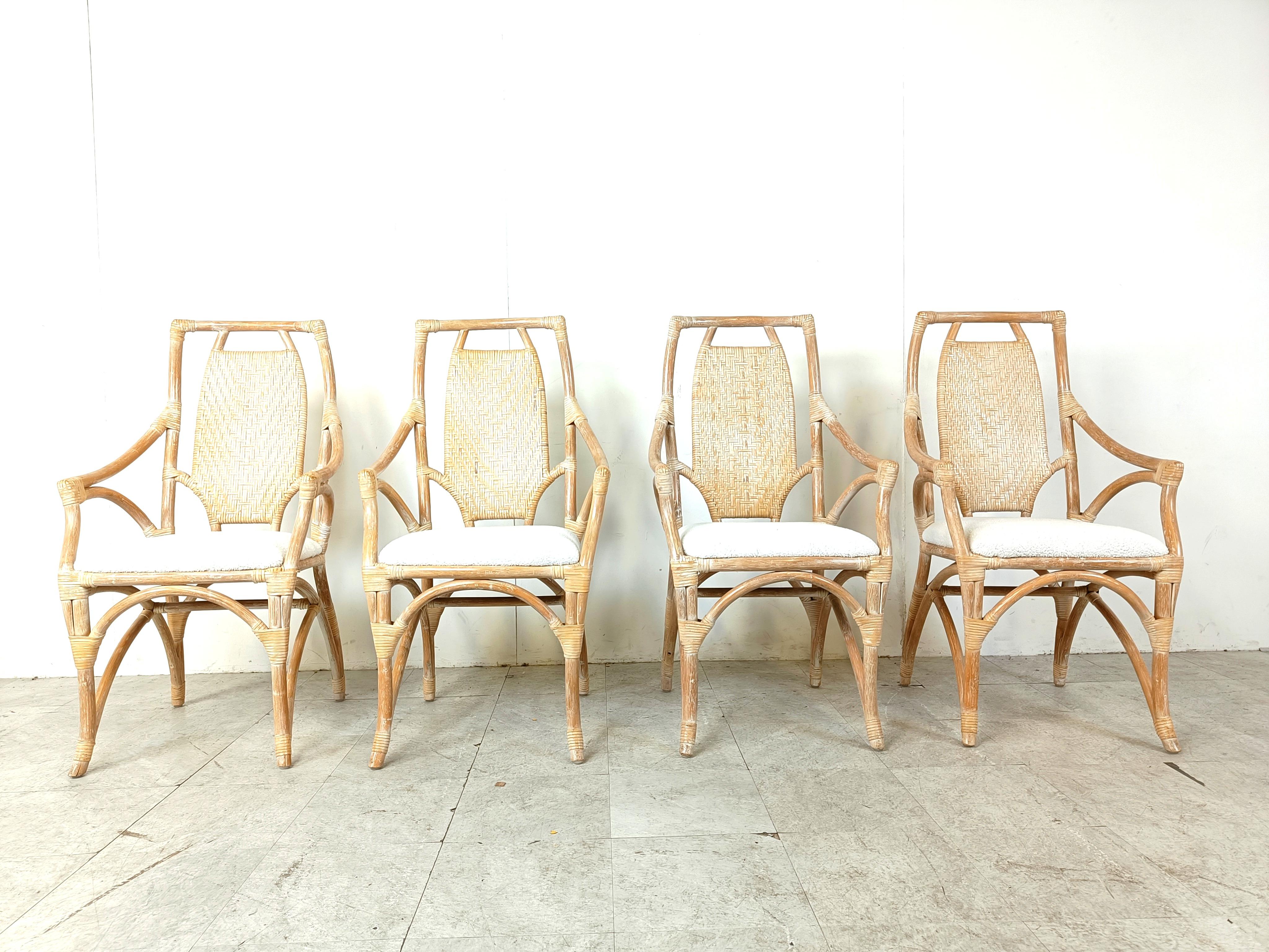 French Vintage bamboo dining chairs, 1960s For Sale