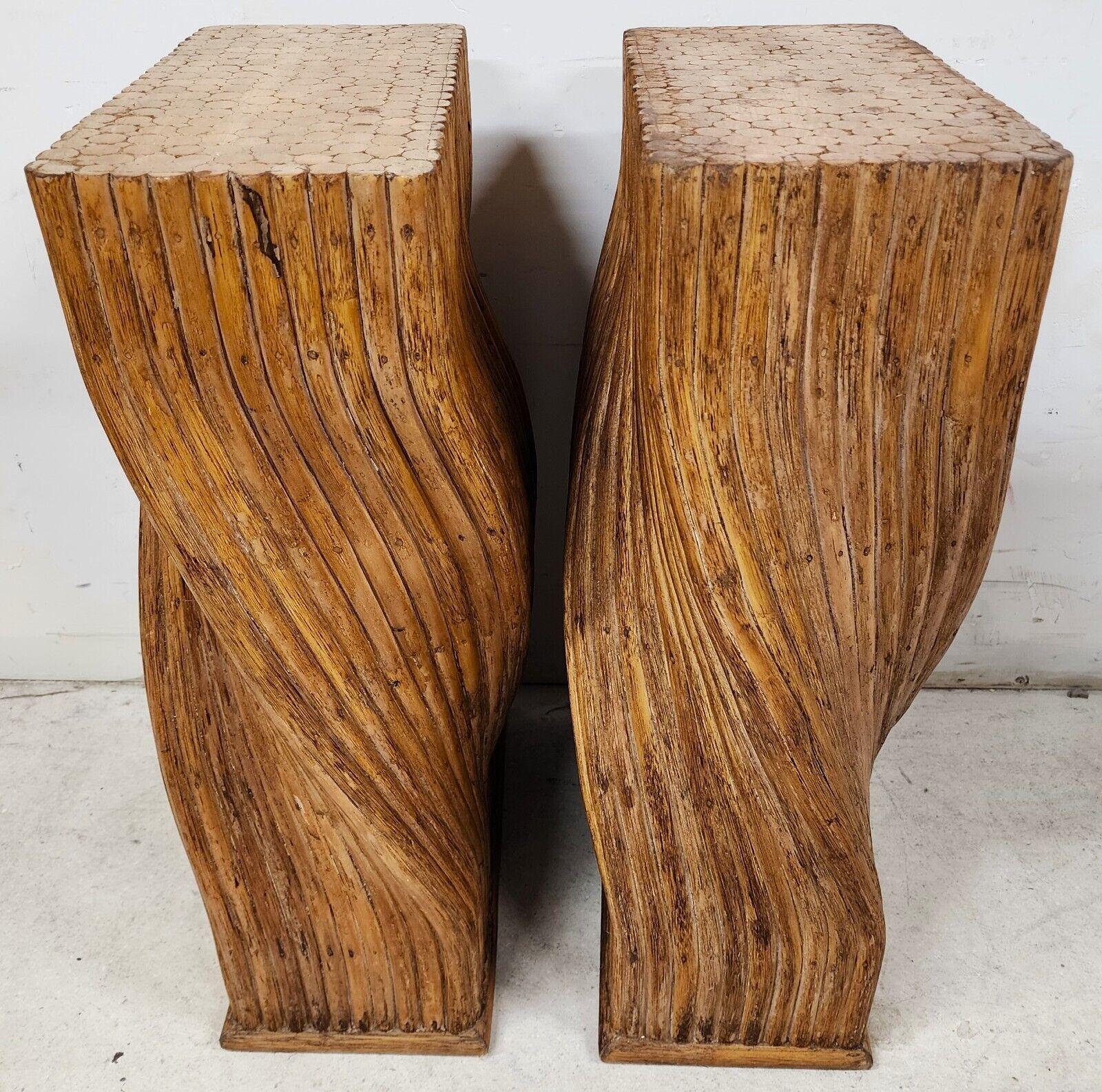 Vintage Bamboo Dining Console Table Bases Pedestals by McGuire For Sale 1