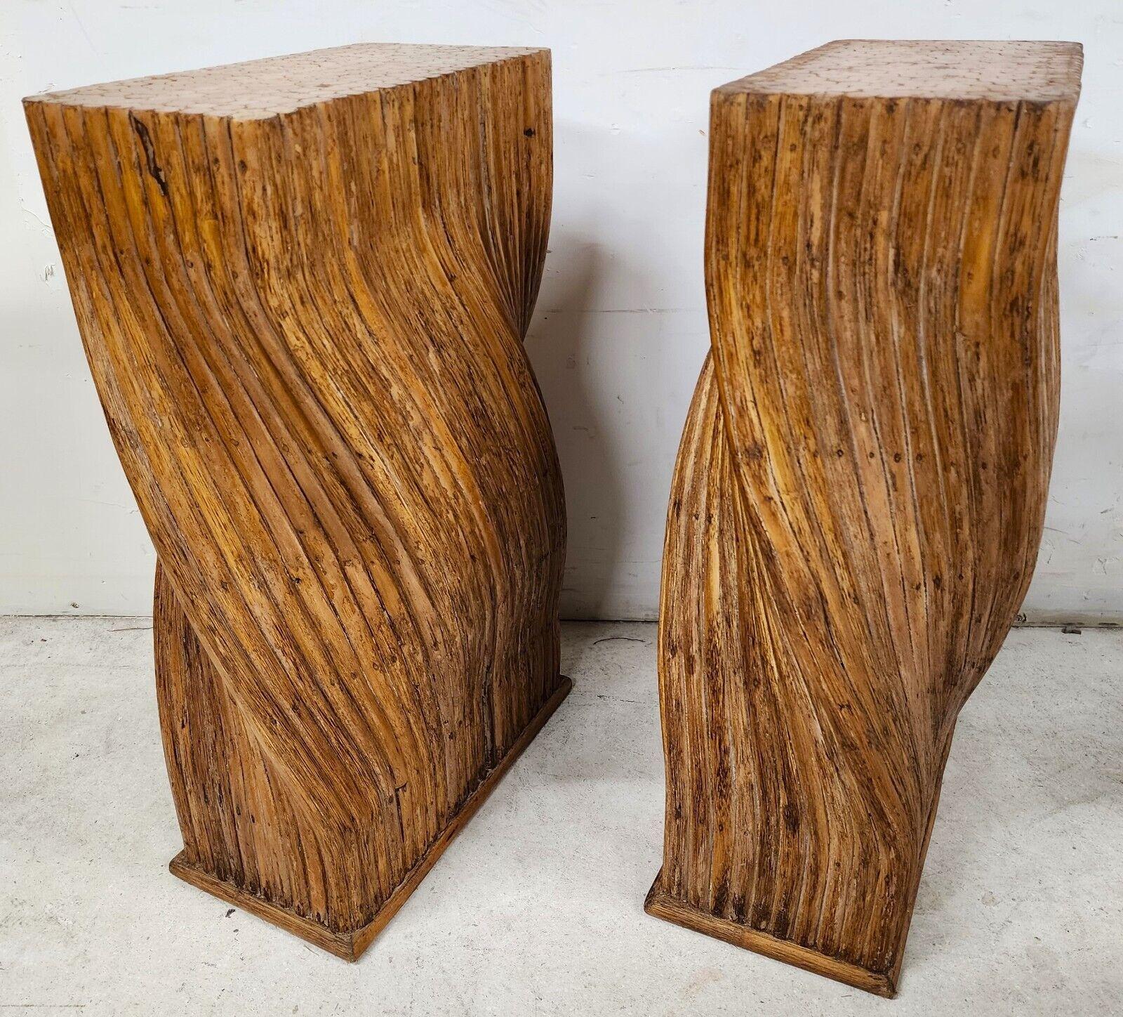 Vintage Bamboo Dining Console Table Bases Pedestals by McGuire For Sale 2