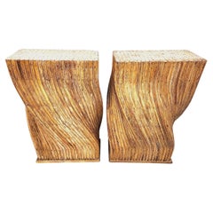 Vintage Bambú Comedor Consola Mesa Bases Pedestales