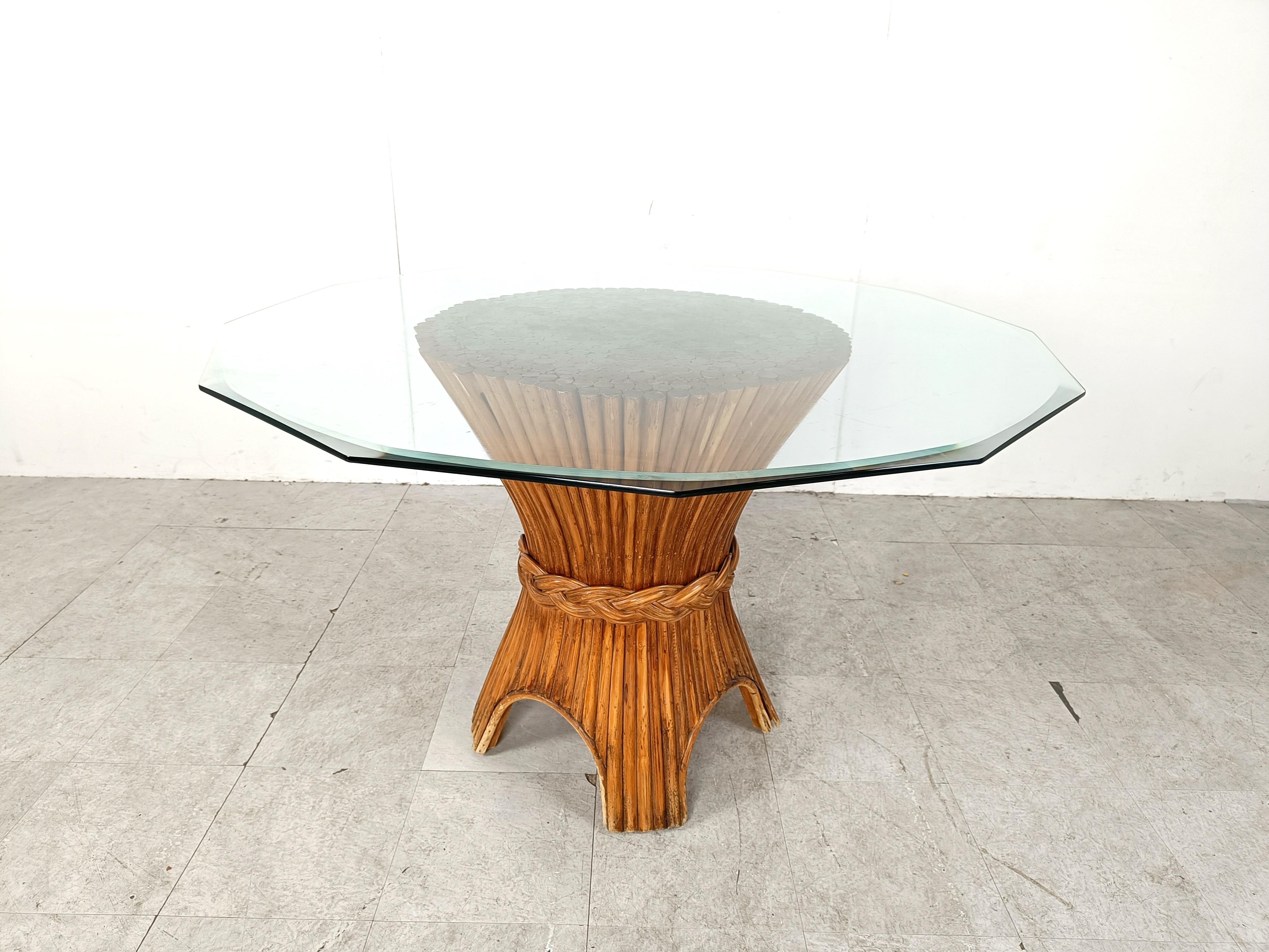 Bohemian Vintage bamboo dining table, 1970s For Sale