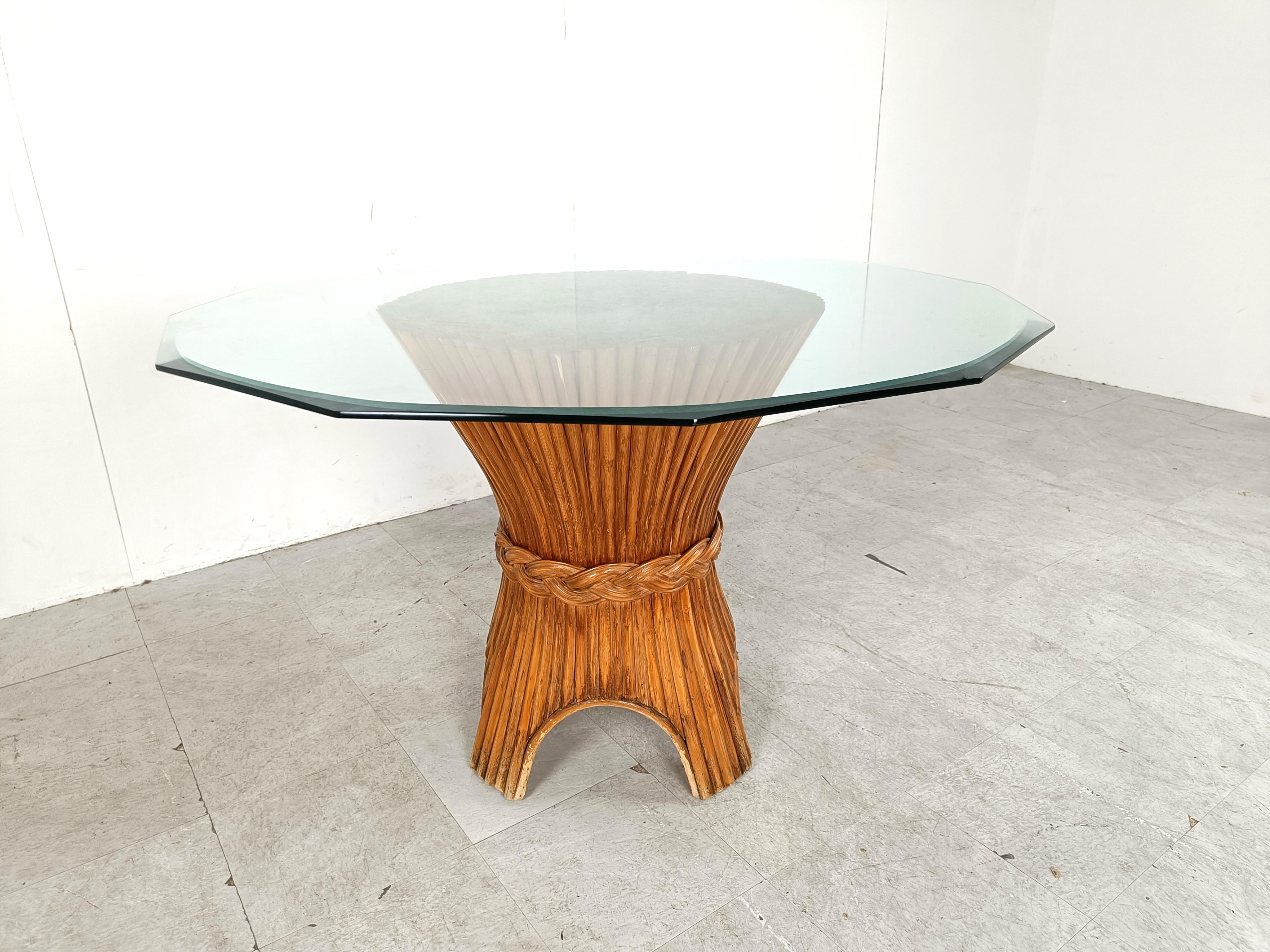 Late 20th Century Vintage bamboo dining table, 1970s For Sale