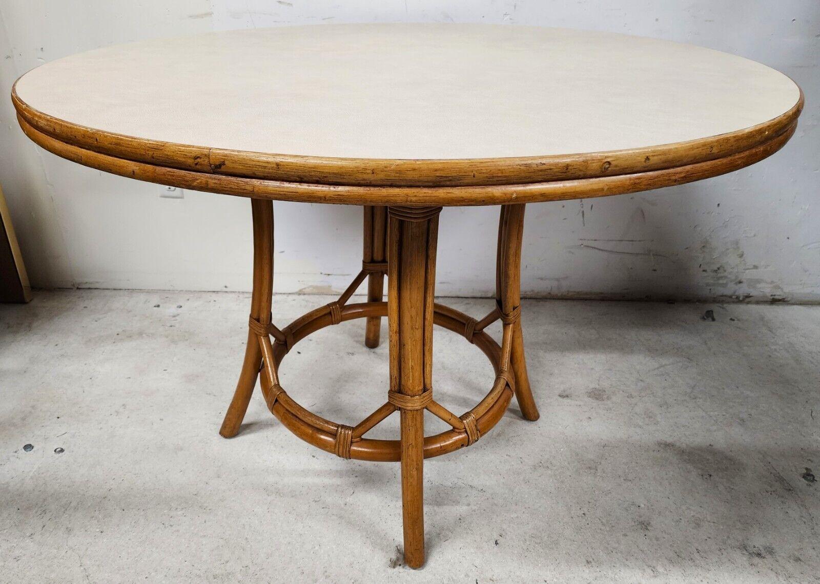 Late 20th Century Vintage Bamboo Dining Table Old Florida Boho For Sale