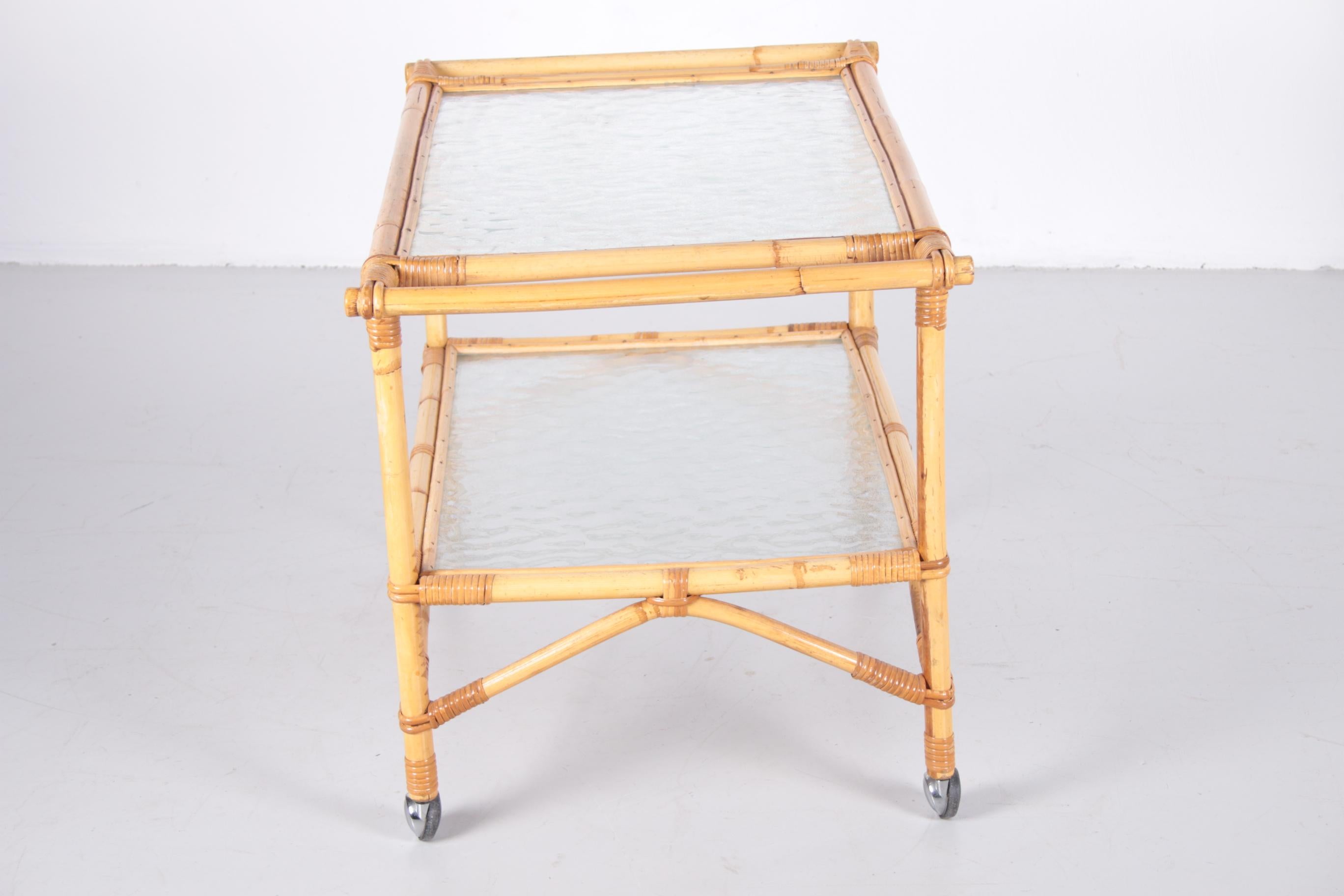 Mid-Century Modern Vintage Bamboo Drinking and Serving Trolley, 1960s For Sale
