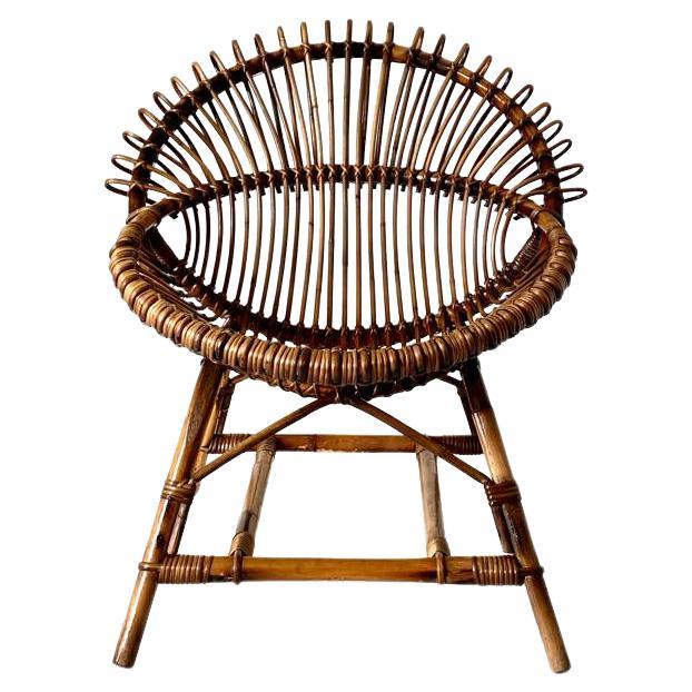 Sedie a uovo in bambù vintage, Franco Albini, Italia anni '60, set di quattro sedie 5