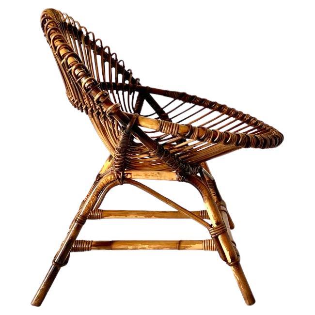 Sedie a uovo in bambù vintage, Franco Albini, Italia anni '60, set di quattro sedie 6