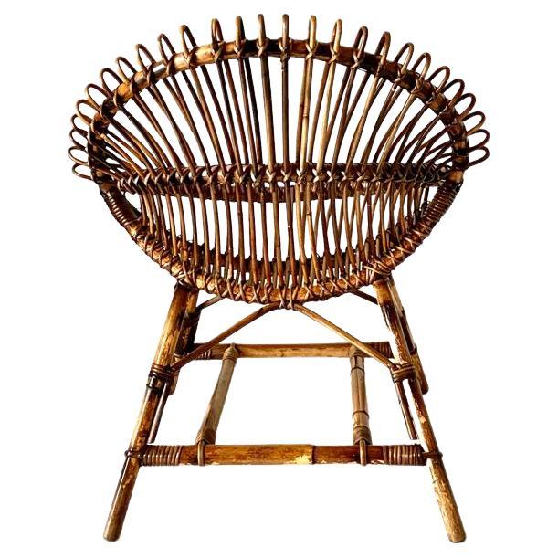 Sedie a uovo in bambù vintage, Franco Albini, Italia anni '60, set di quattro sedie 7