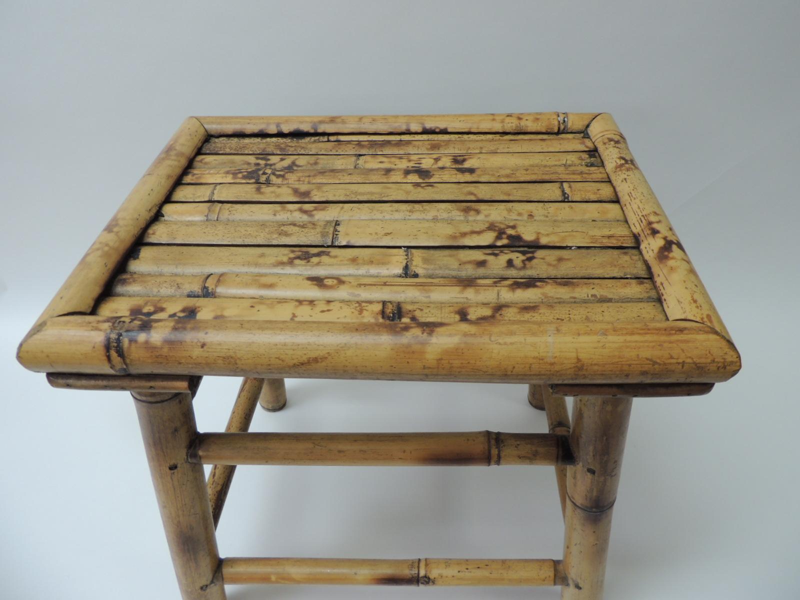 Rustic Vintage Bamboo Faux Tortoise Small Telephone Table