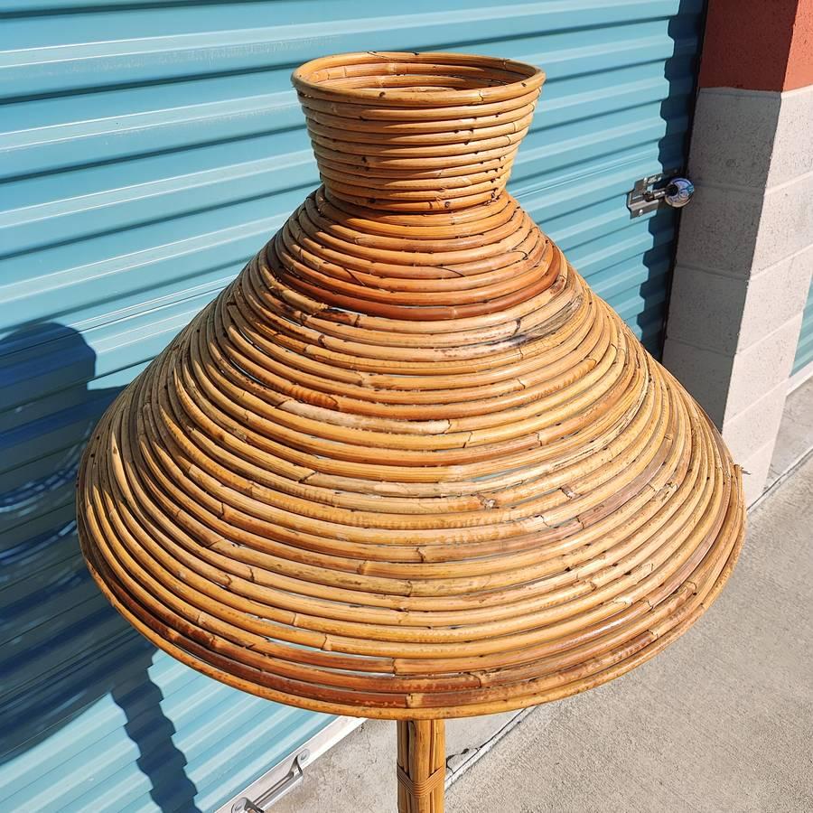 Vintage Bamboo Floor Lamp In Good Condition In Chino Hills, CA