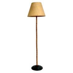 Vintage Bamboo Floor Lamp with Seagrass Shade
