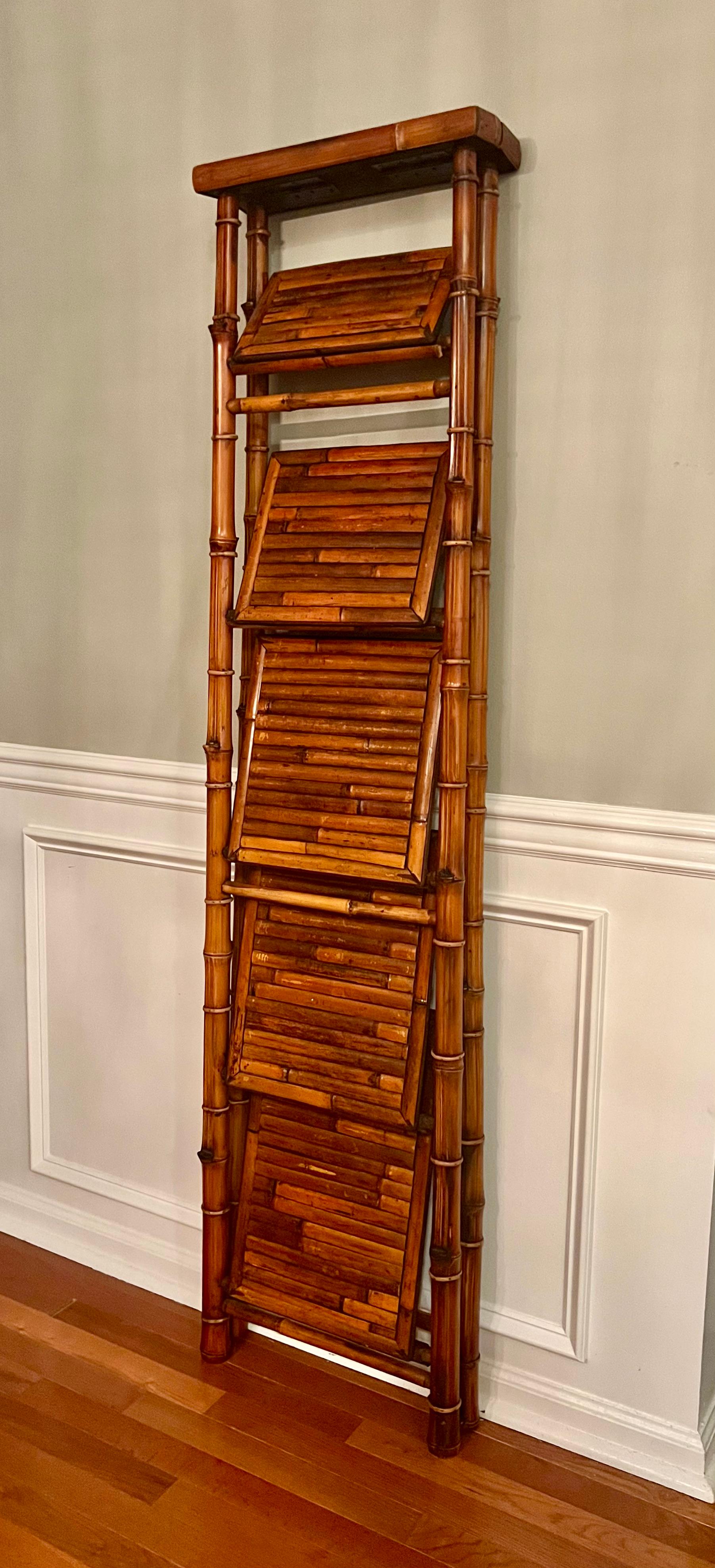 Vintage Bamboo Tall Ladder Style Etagere Display Stand im Angebot 6