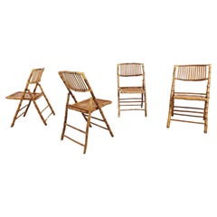 Vintage Bamboo Folding Chairs, 1960s
