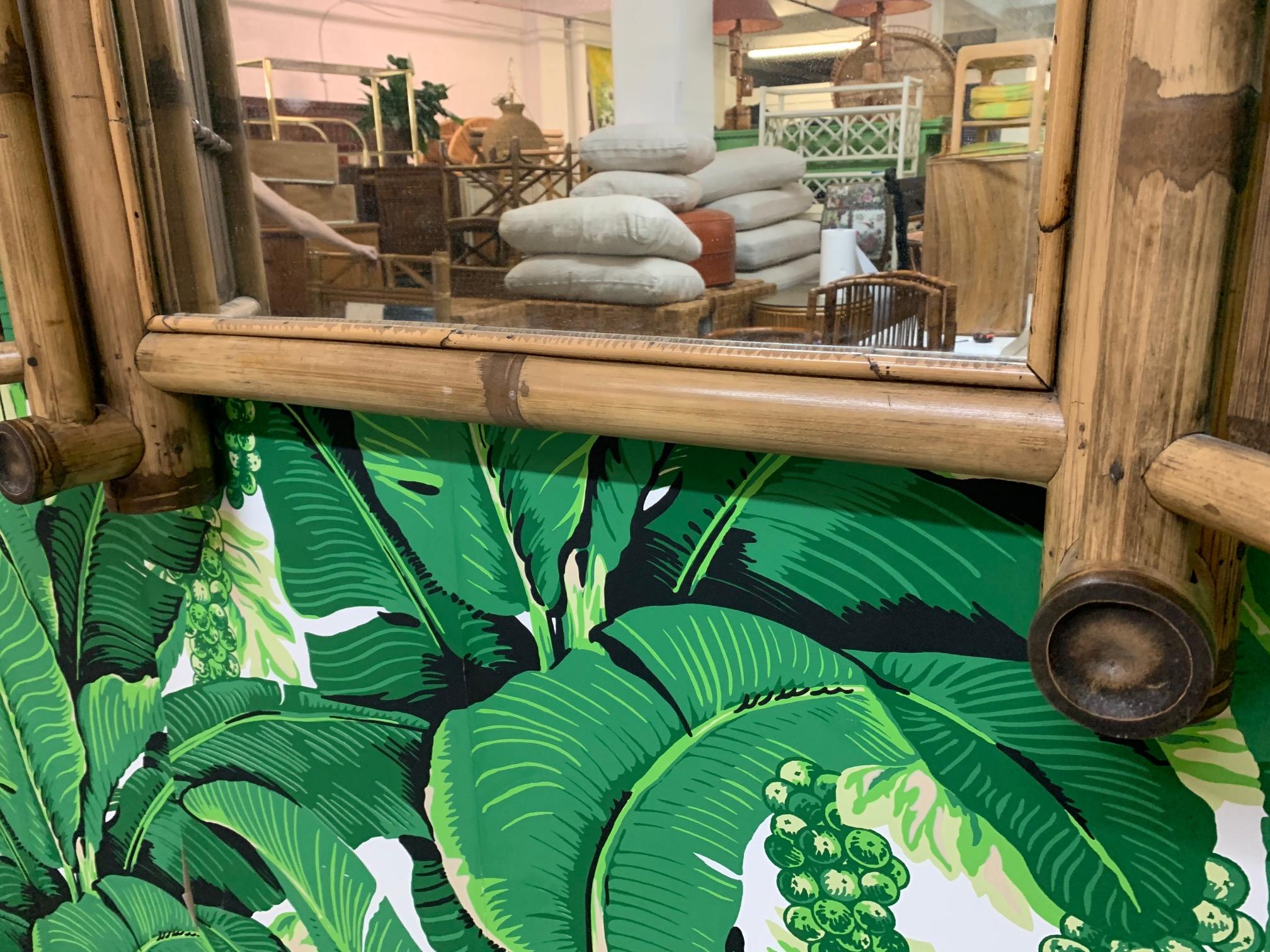 Hollywood Regency Vintage Bamboo Folding Mirror