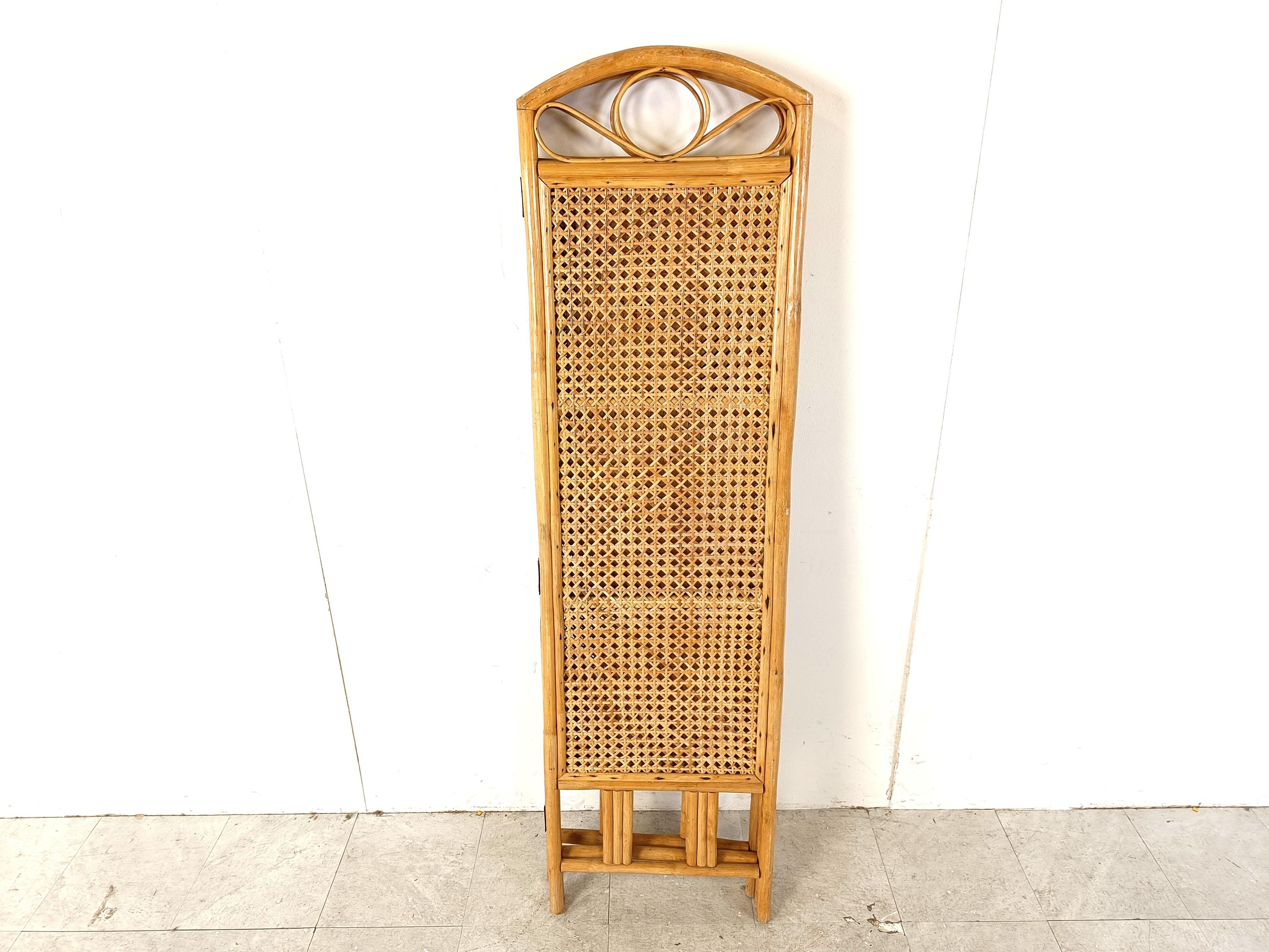 Bohemian Vintage bamboo folding screen, 1970s For Sale