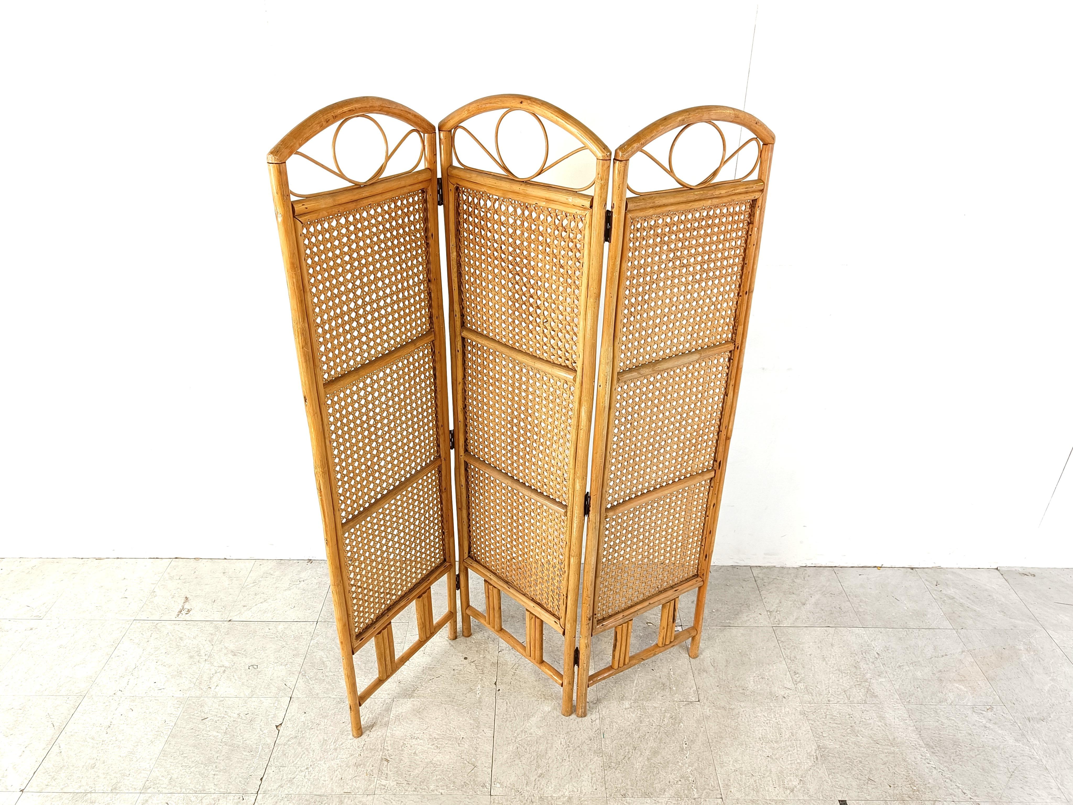 Thai Vintage bamboo folding screen, 1970s For Sale