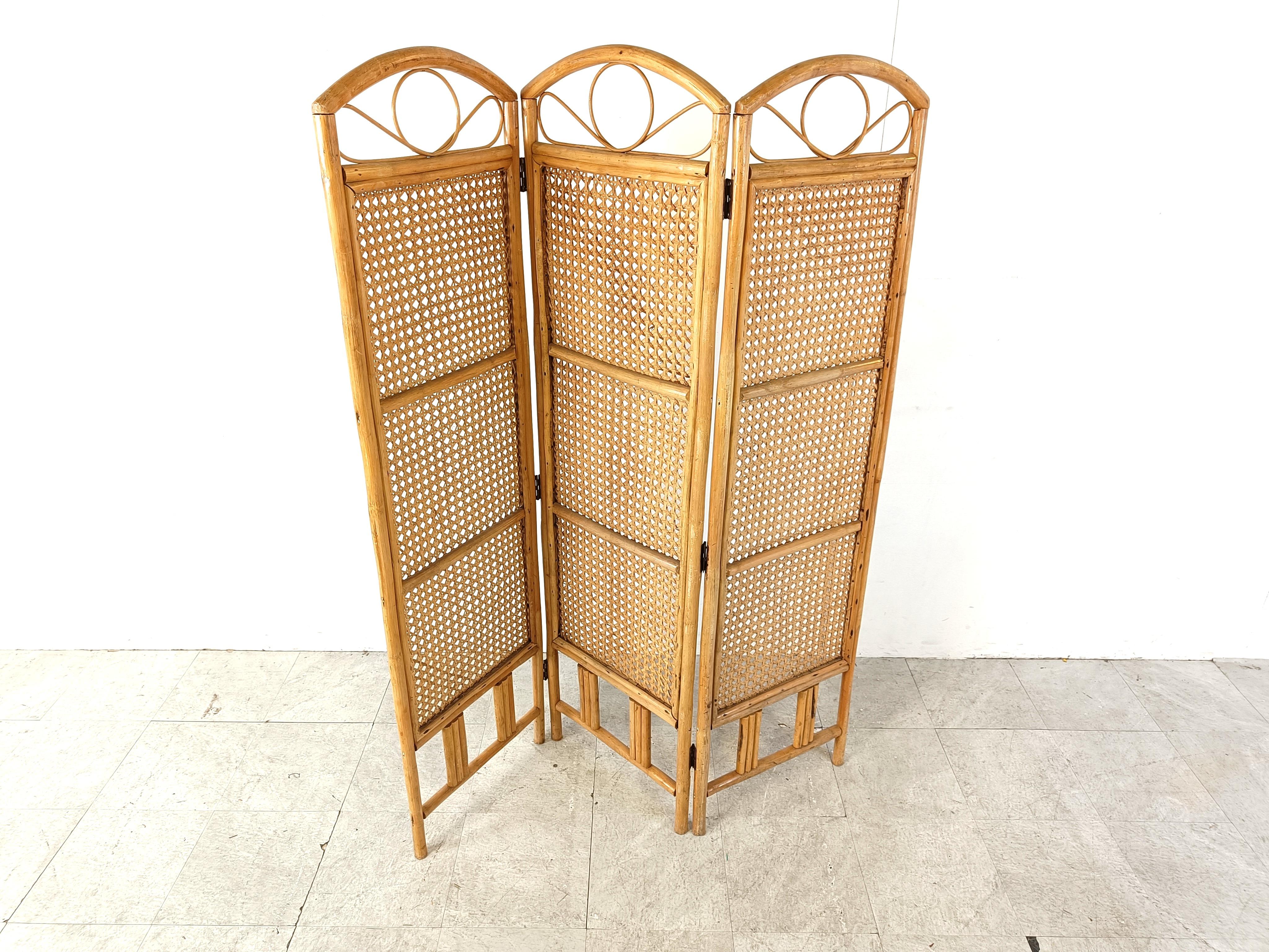 Vintage bamboo folding screen, 1970s im Zustand „Gut“ im Angebot in Leuven, Vlaams Gewest