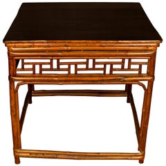 Vintage Bamboo Fretwork Square Table