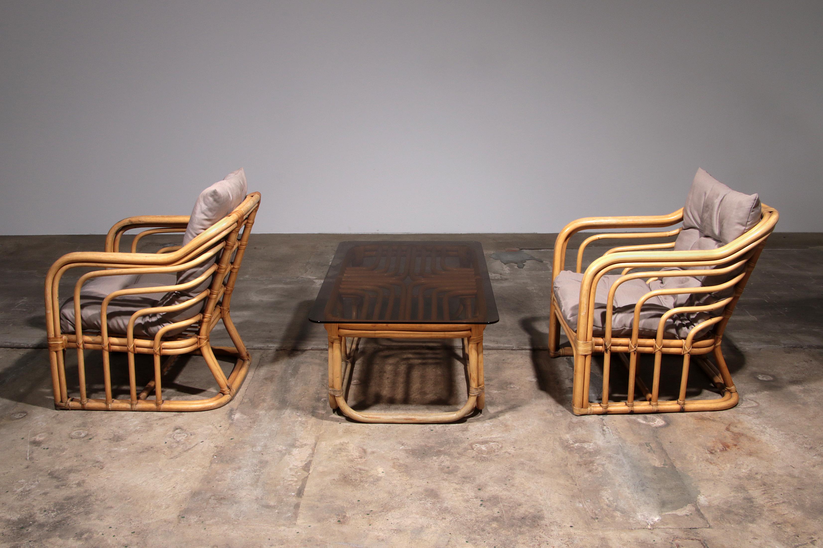 Vintage Bamboo Furniture Set by Jordan Brown 1970 In Good Condition In Oirlo, LI