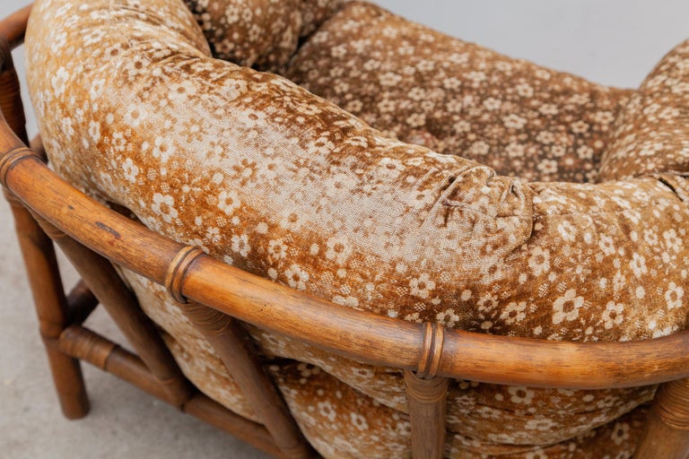 Vintage Bamboo Furniture Set of One Lounge Chair and One Sofa for Your