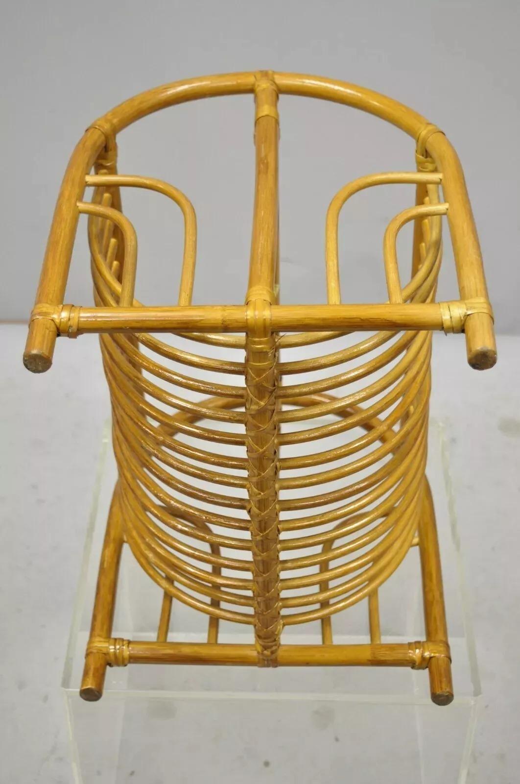 Vintage Bamboo Hollywood Regency Tiki Rattan Magazine Rack Stand Holder For Sale 4