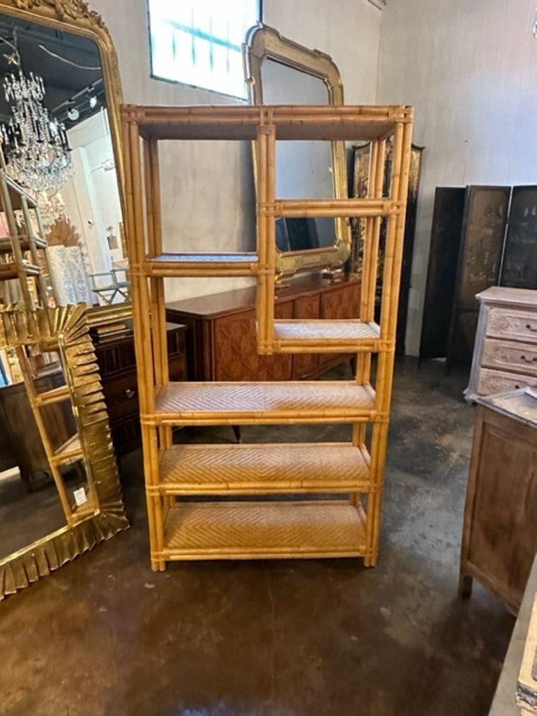 Vintage bamboo etageres from Italy. A great way to display collectibles, books, etc.. Creates an interesting vibe!! Note: Price listed is for 1

