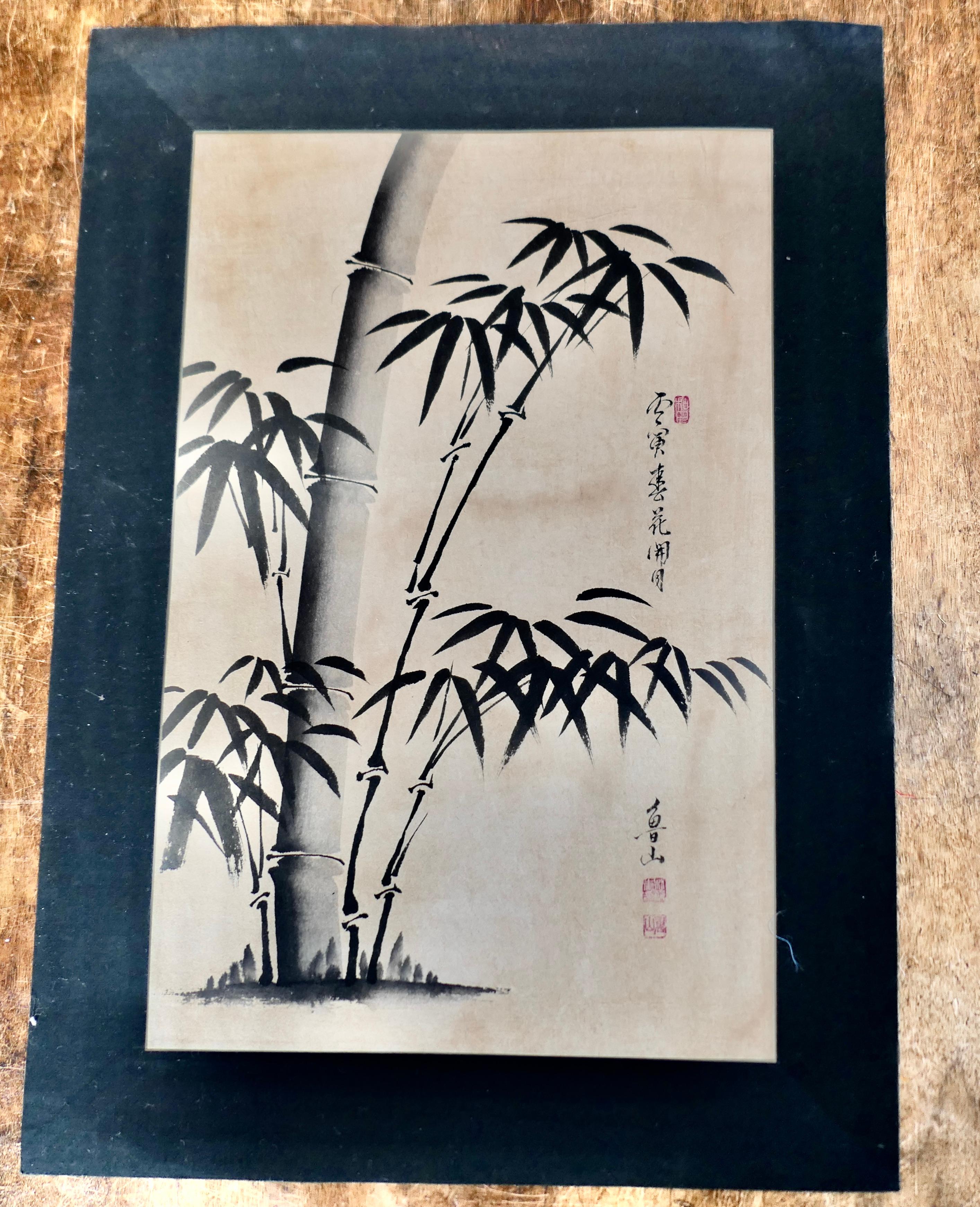 Japonisme Vintage Bamboo Japanese Art, Wall Art    5 excellent pieces For Sale