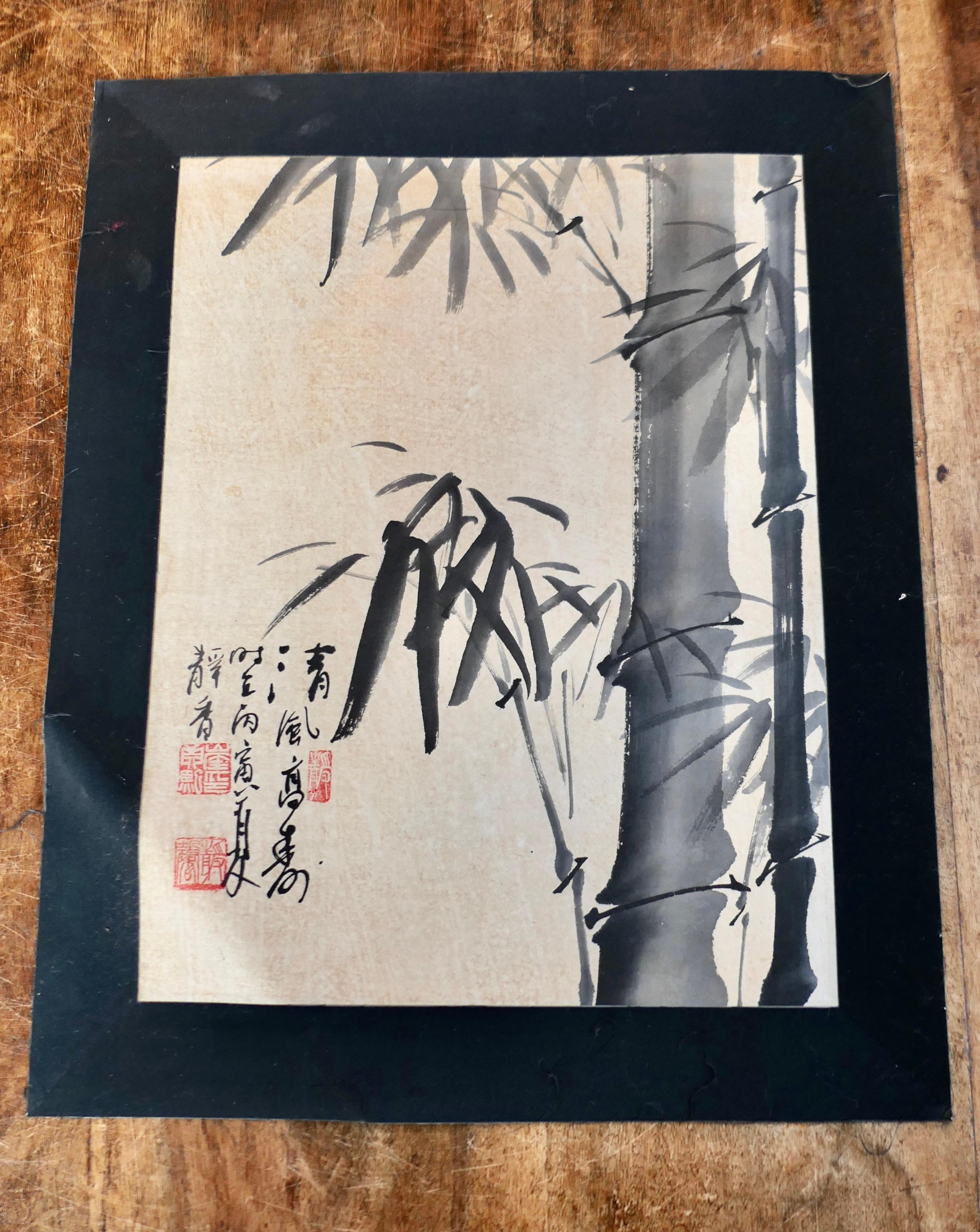 Vintage Bamboo Japanese Art, Wall Art    5 excellent pieces In Good Condition For Sale In Godshill, Isle of Wight