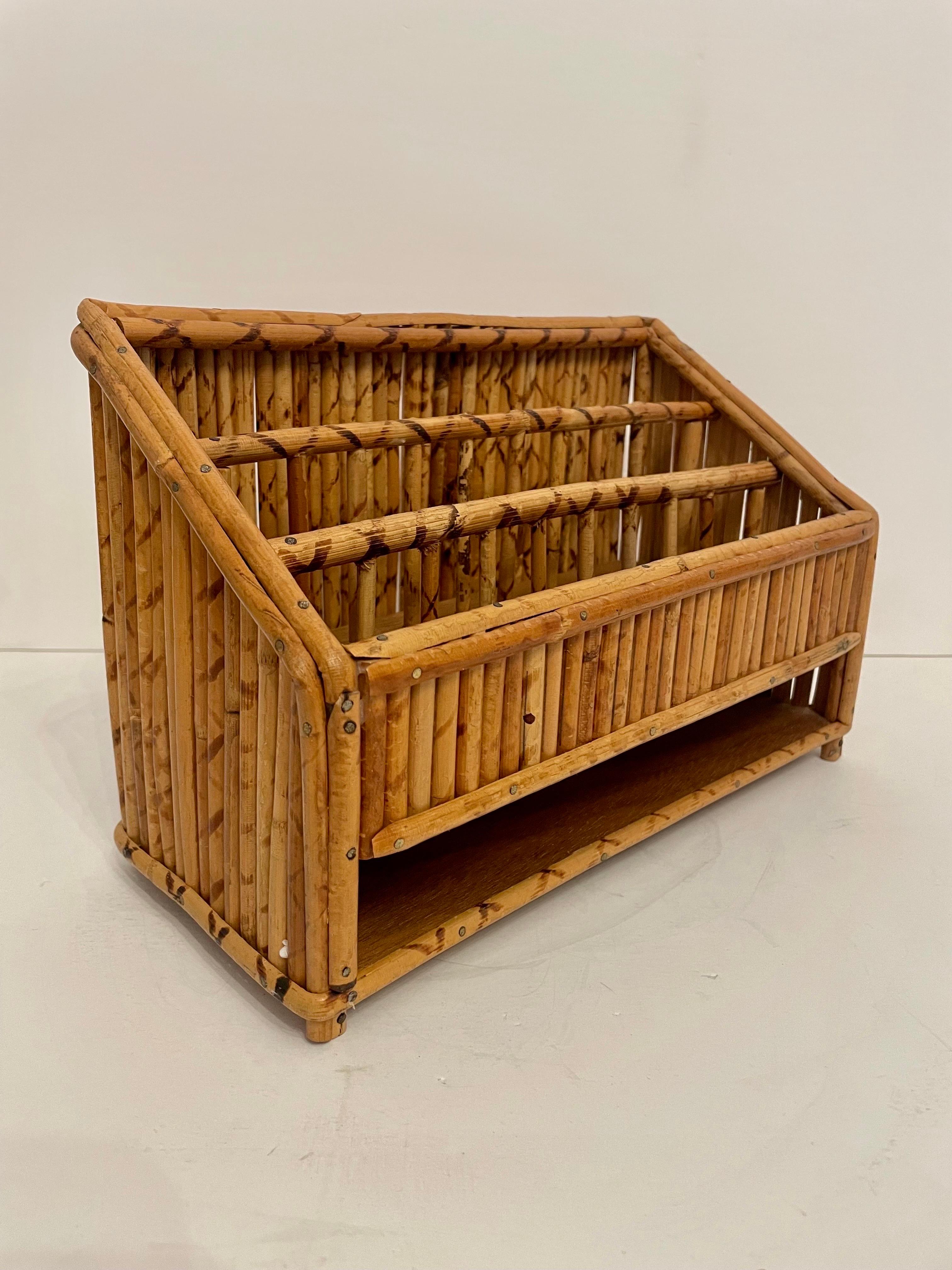 Vintage Bamboo Letter Holder Desk Organizer 3 Piece Set  For Sale 4