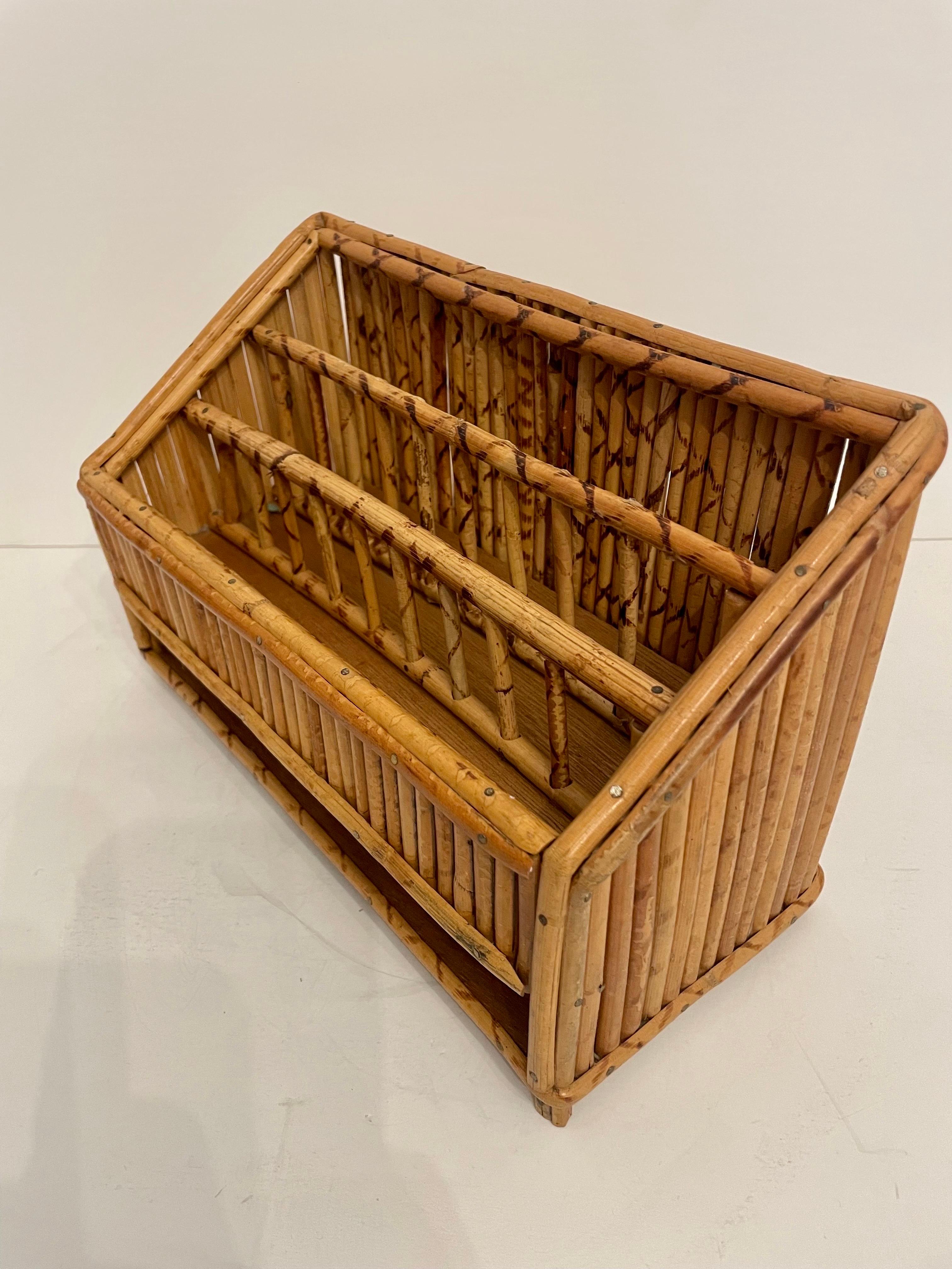 Vintage Bamboo Letter Holder Desk Organizer 3 Piece Set  For Sale 6