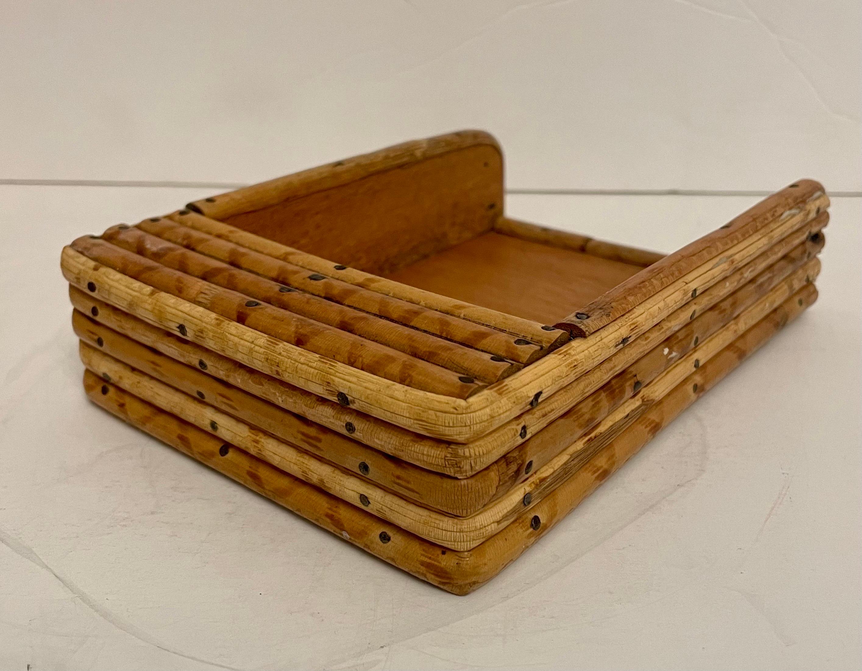 Vintage Bamboo Letter Holder Desk Organizer 3 Piece Set  For Sale 9