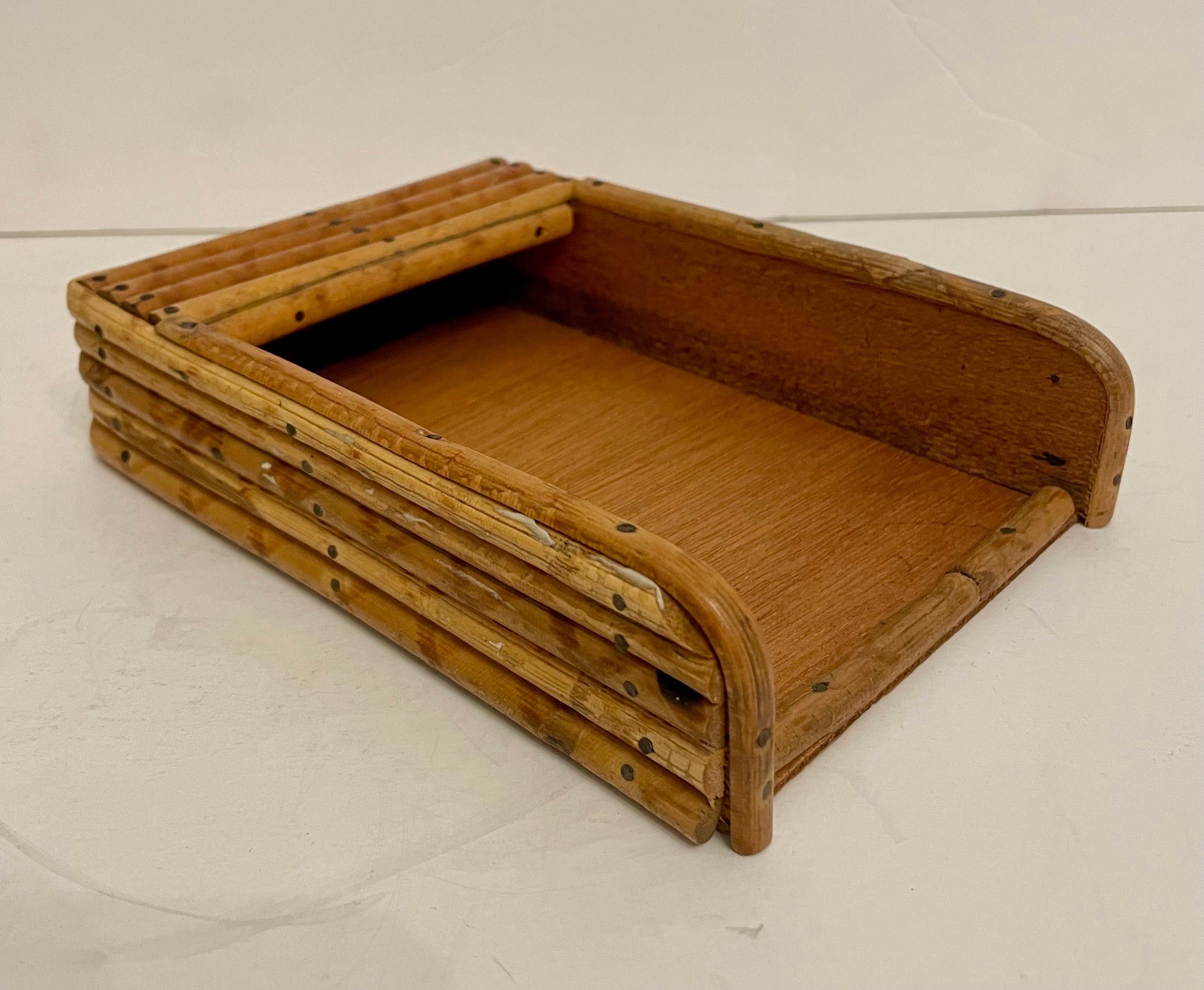 Vintage Bamboo Letter Holder Desk Organizer 3 Pieces Set  (20. Jahrhundert) im Angebot