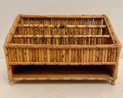 Vintage Bamboo Letter Holder Desk Organizer