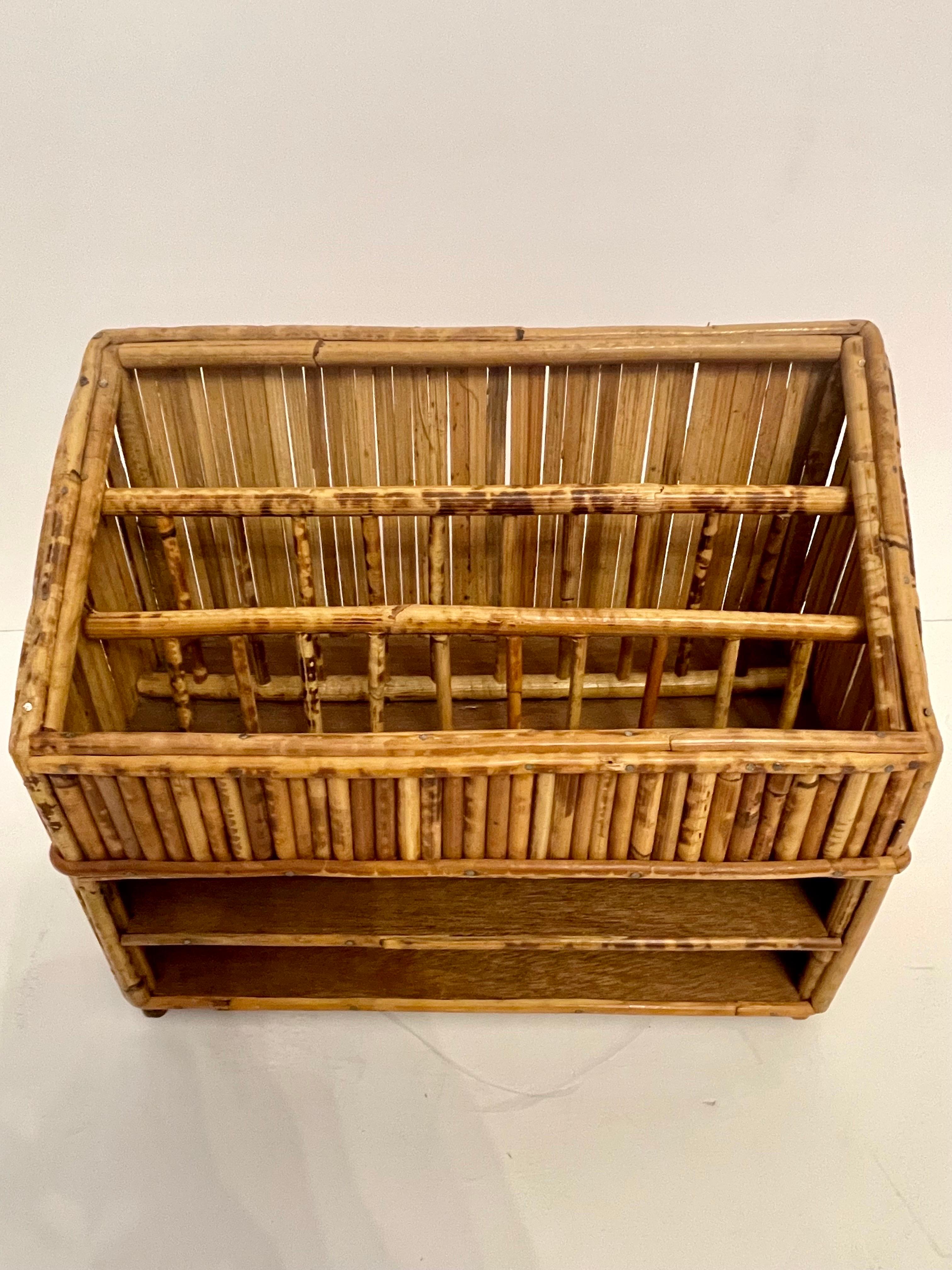 Vintage Bamboo Letter Holder Desk Organizer In Good Condition For Sale In New York, NY