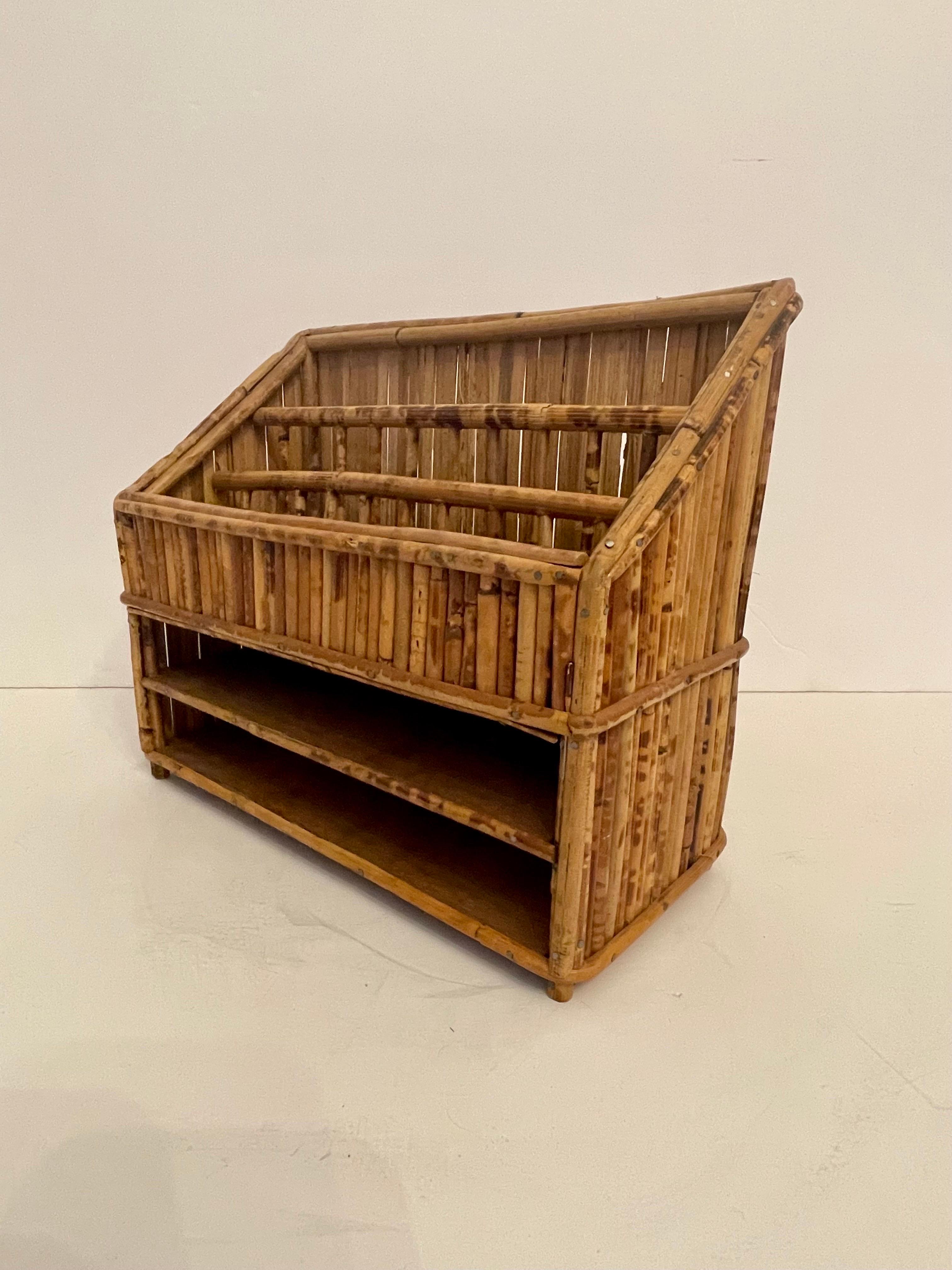 Vintage Bamboo Briefhalter Schreibtisch Organizer (Bambus) im Angebot