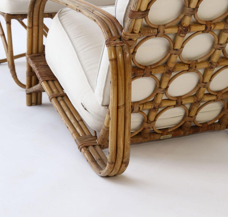 Vintage Bamboo Lounge and Ottoman at 1stdibs