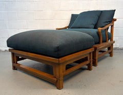 Vintage Bamboo Lounge Chair with Ottoman