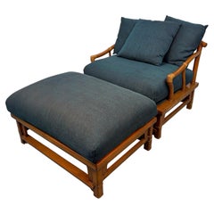 Vintage Bamboo Lounge Chair with Ottoman