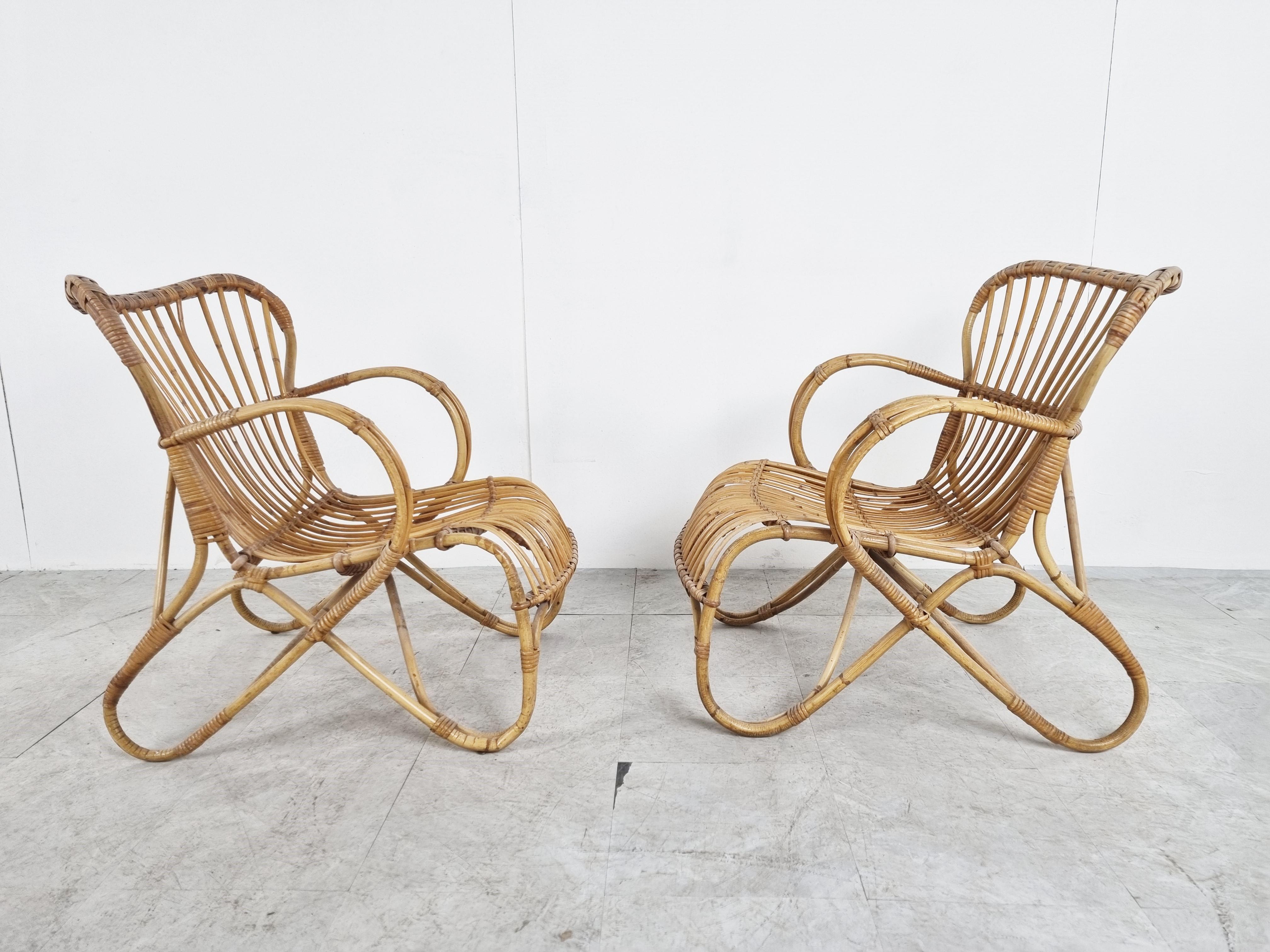 Belgian Vintage Bamboo Lounge Chairs, Set of 2 - 1960s 