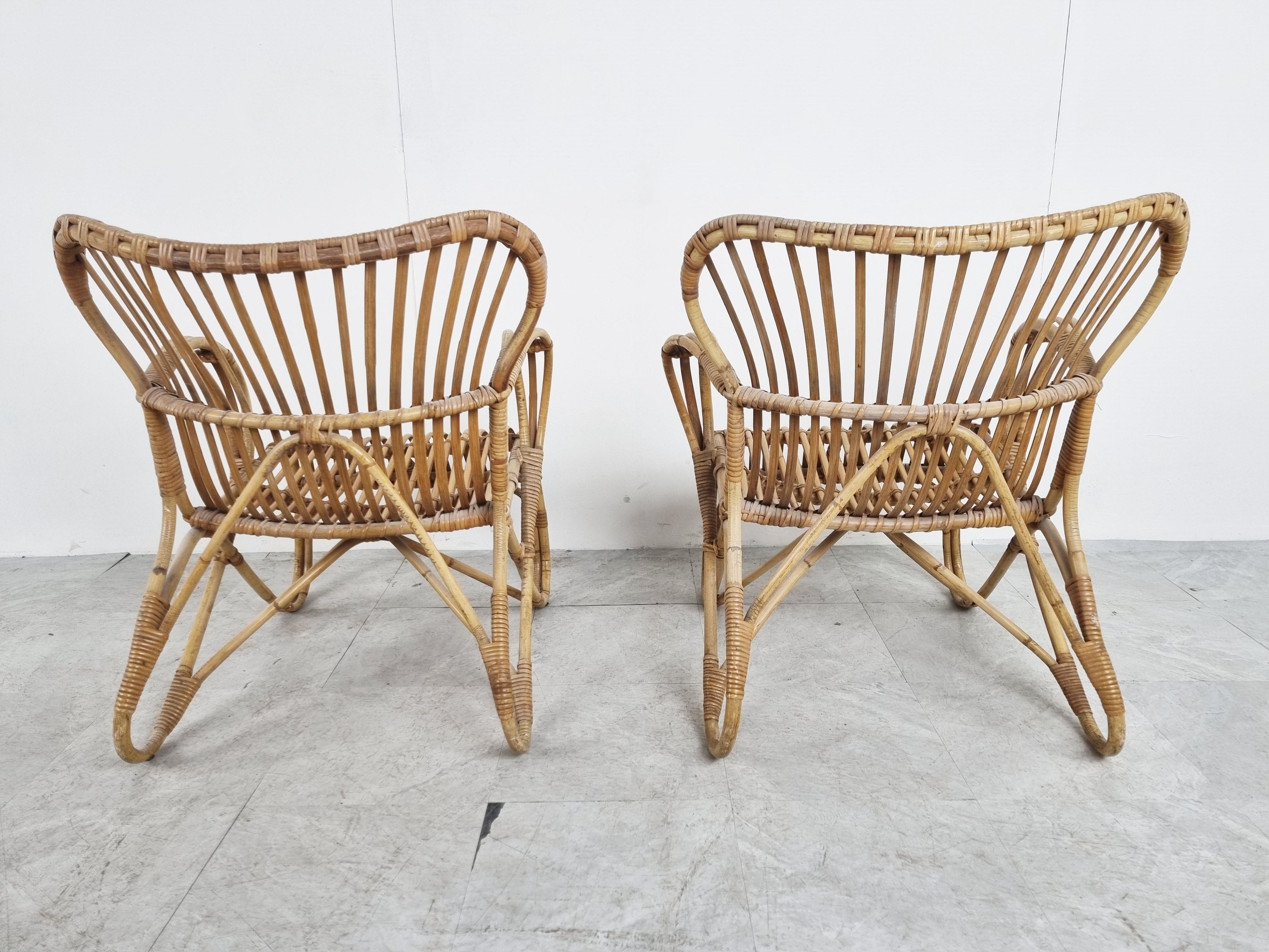 Vintage Bamboo Lounge Chairs, Set of 2 - 1960s  In Good Condition In HEVERLEE, BE