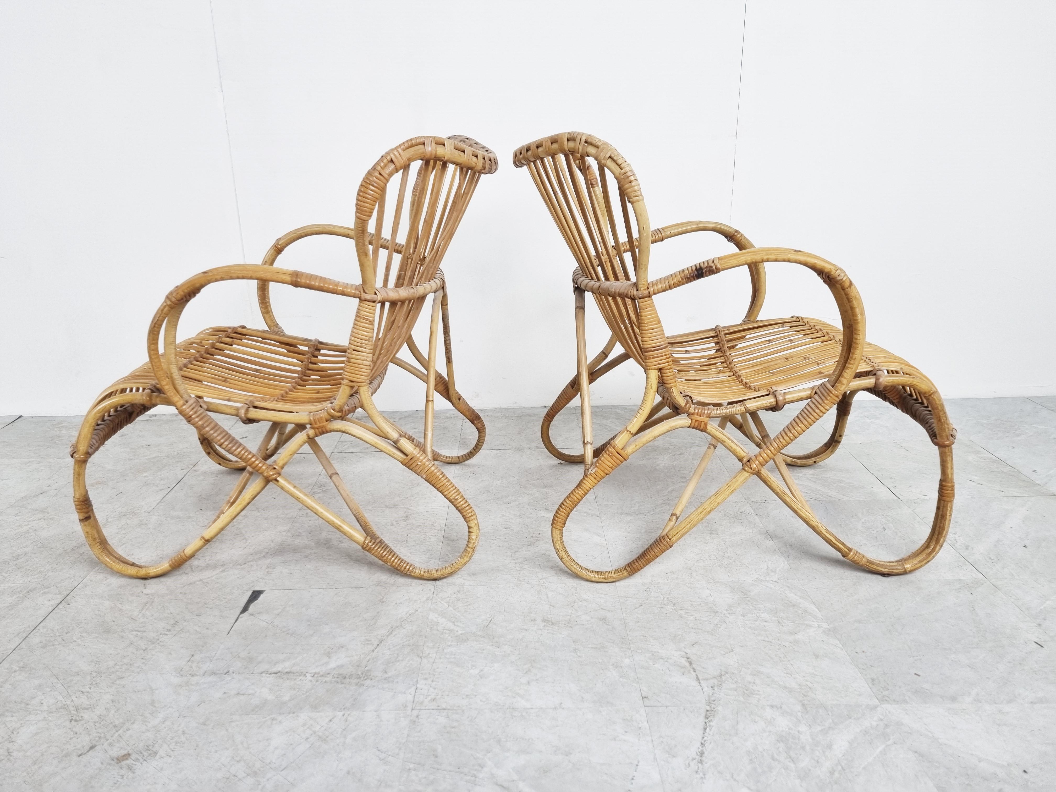 Mid-20th Century Vintage Bamboo Lounge Chairs, Set of 2 - 1960s 