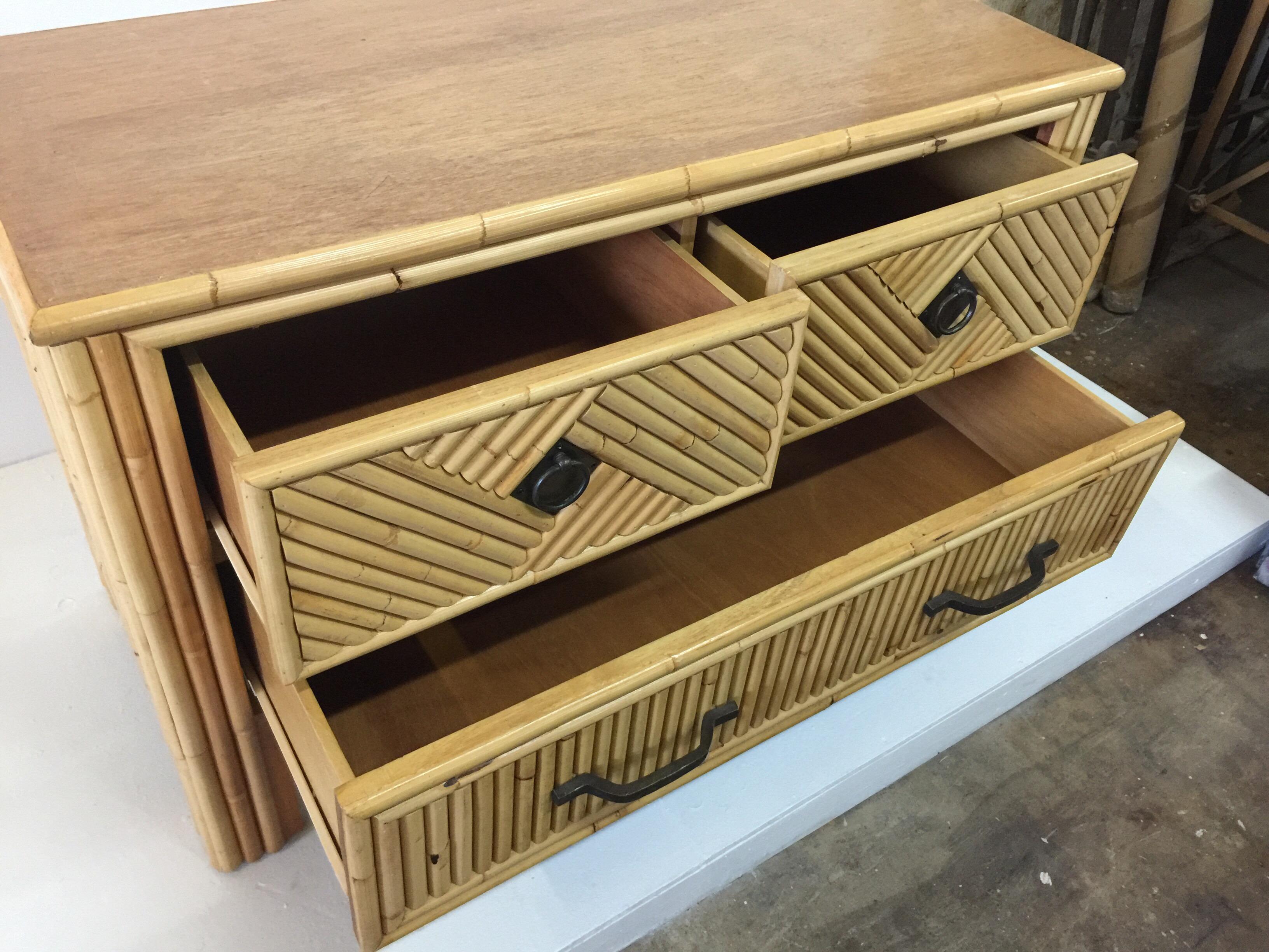 Late 20th Century Vintage Bamboo Low Commode