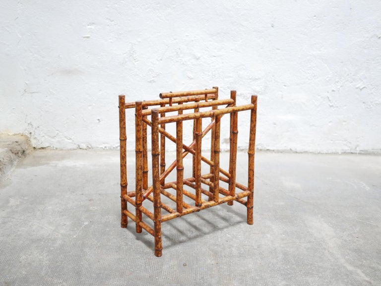 Vintage Bamboo Magazine Rack For Sale at 1stDibs