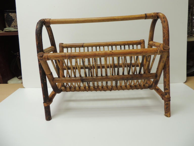 Vintage Bamboo Magazine Rack Holder