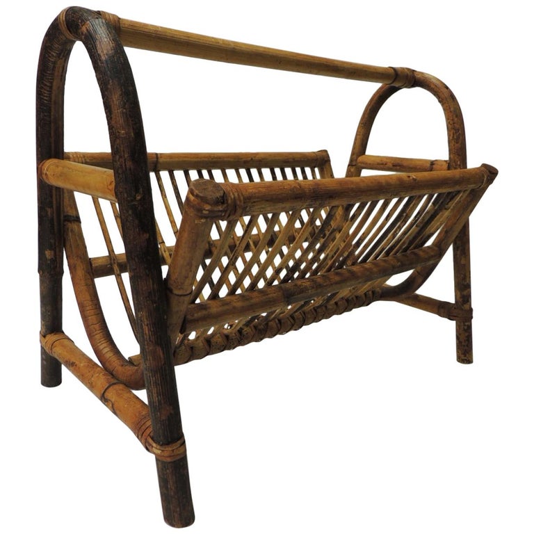 Vintage Bamboo Magazine Rack Holder