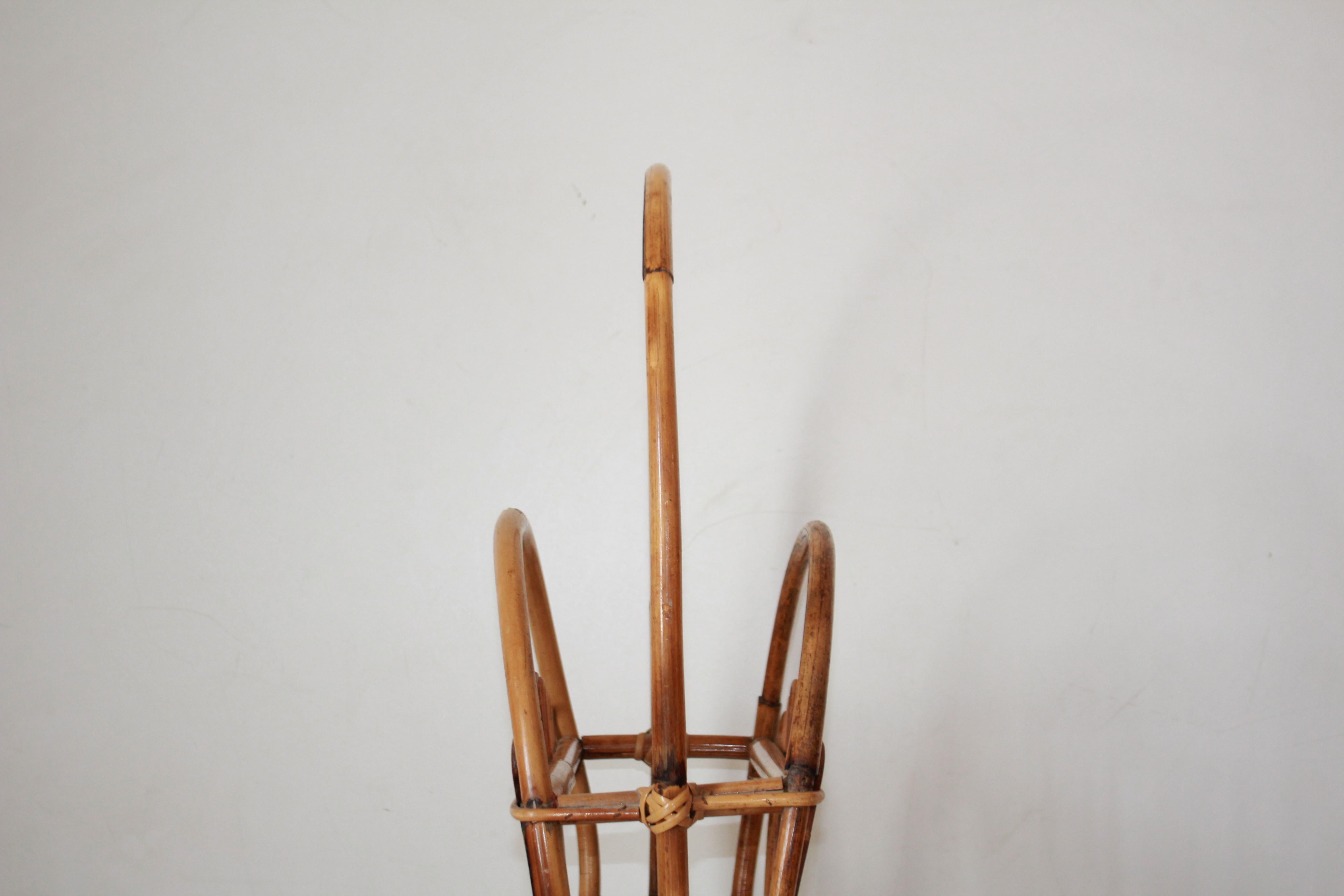Italian Vintage bamboo and rattan magazine rack, Italy, 1960s For Sale