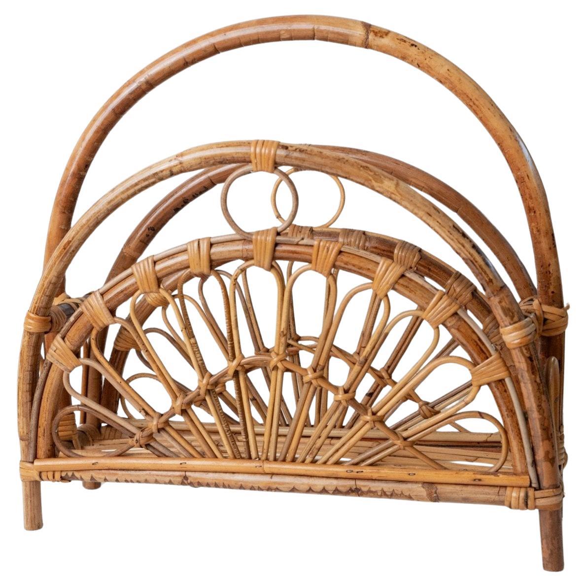 Portariviste vintage in bambù Mid Century Design, Italia, anni 
70