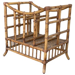 Vintage Bamboo Magazine Rack Stand