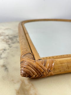 Vintage Bamboo Mirror, Italy, 1970s